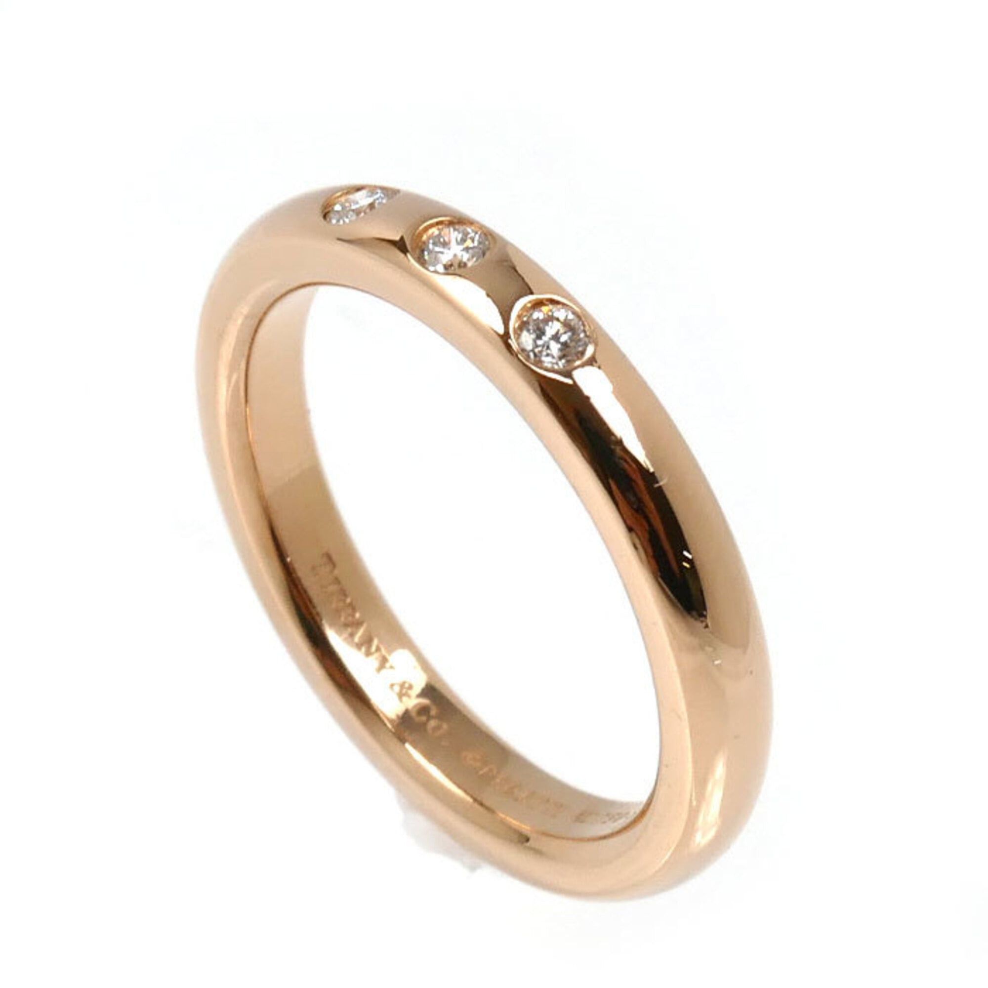 Tiffany & Co. TIFFANY&Co. Tiffany 18KPG Pink Gold Stacking Band Ring with 3 Diamonds, 3.4g, Women's Size ONE SIZE - 2 Thumbnail