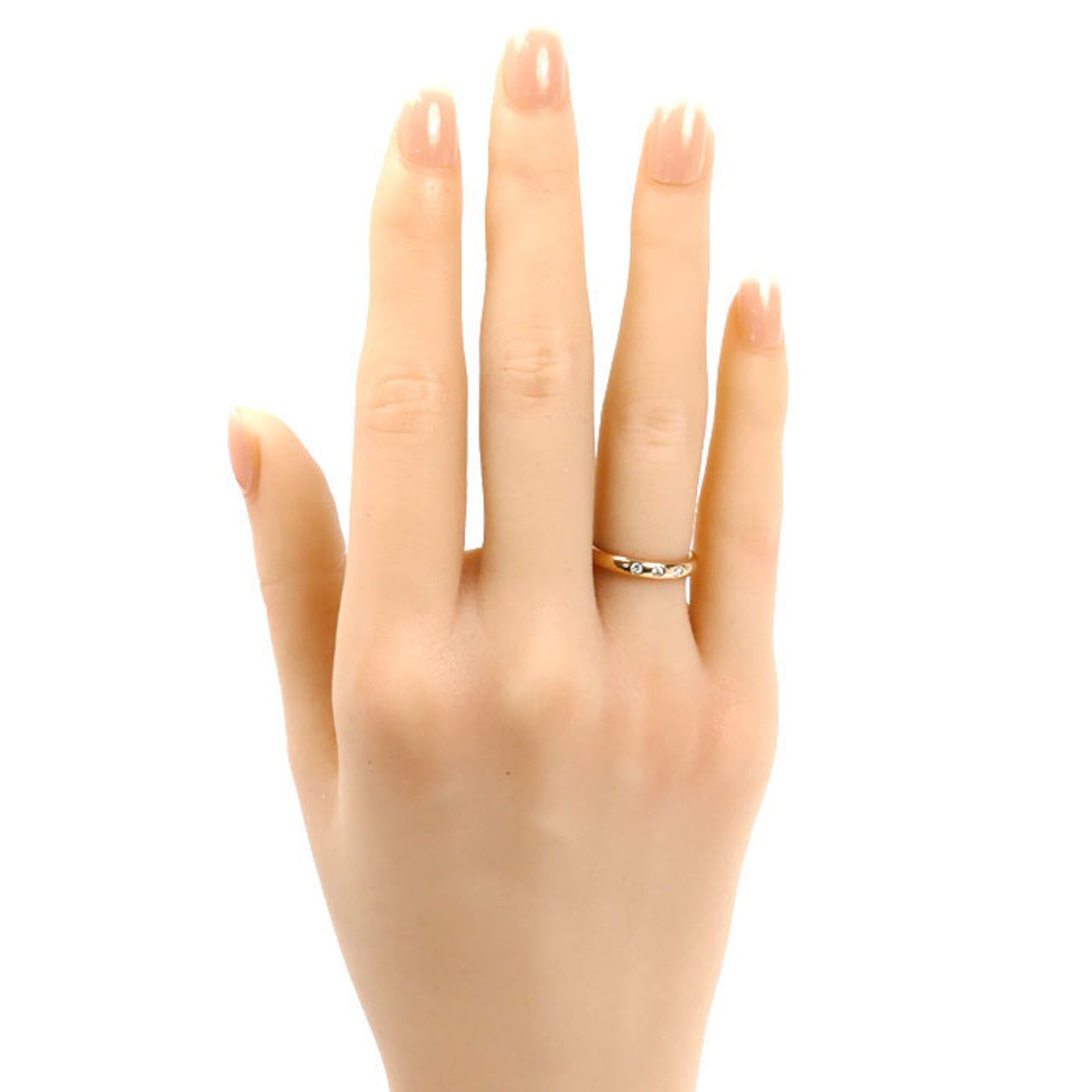 Tiffany & Co. TIFFANY&Co. Tiffany 18KPG Pink Gold Stacking Band Ring with 3 Diamonds, 3.4g, Women's Size ONE SIZE - 7 Thumbnail