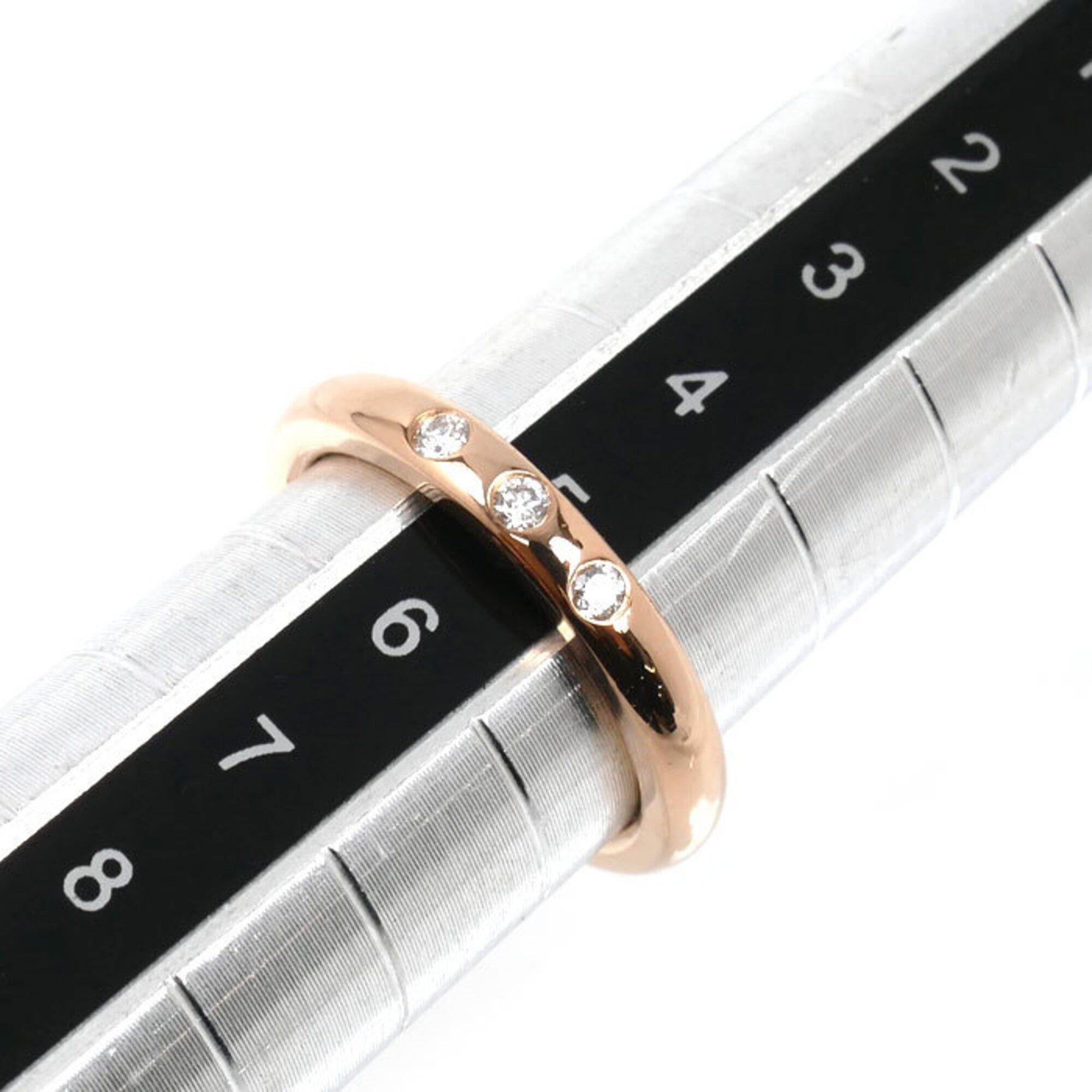 Tiffany & Co. TIFFANY&Co. Tiffany 18KPG Pink Gold Stacking Band Ring with 3 Diamonds, 3.4g, Women's Size ONE SIZE - 6 Thumbnail