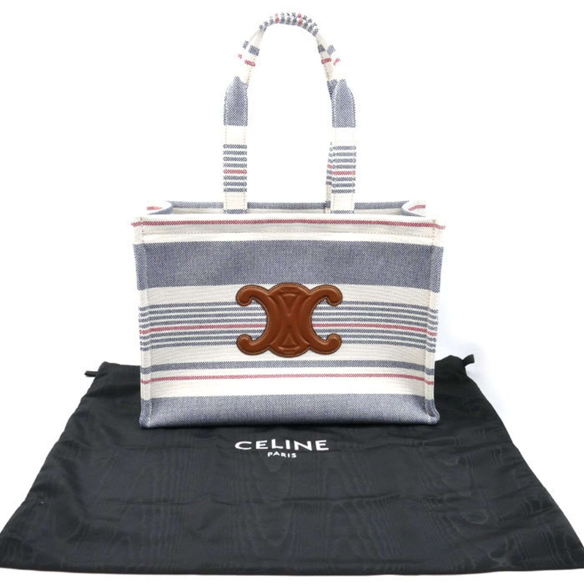 Celine Celine Large Cabas Thais Tote Bag White x Blue Red 196762FYN Triomphe Women's Size ONE SIZE - 7 Thumbnail