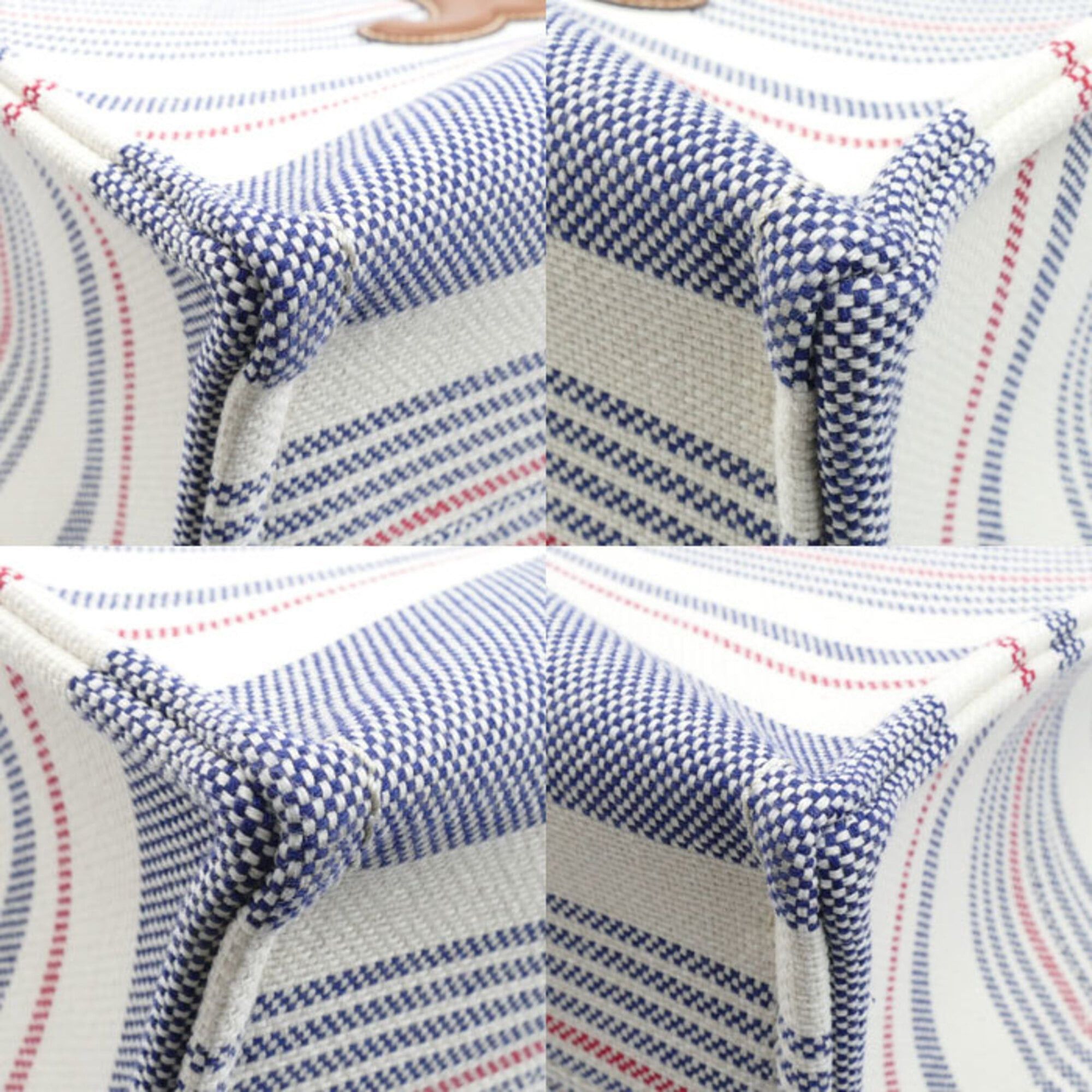 Celine Celine Large Cabas Thais Tote Bag White x Blue Red 196762FYN Triomphe Women's Size ONE SIZE - 5 Thumbnail