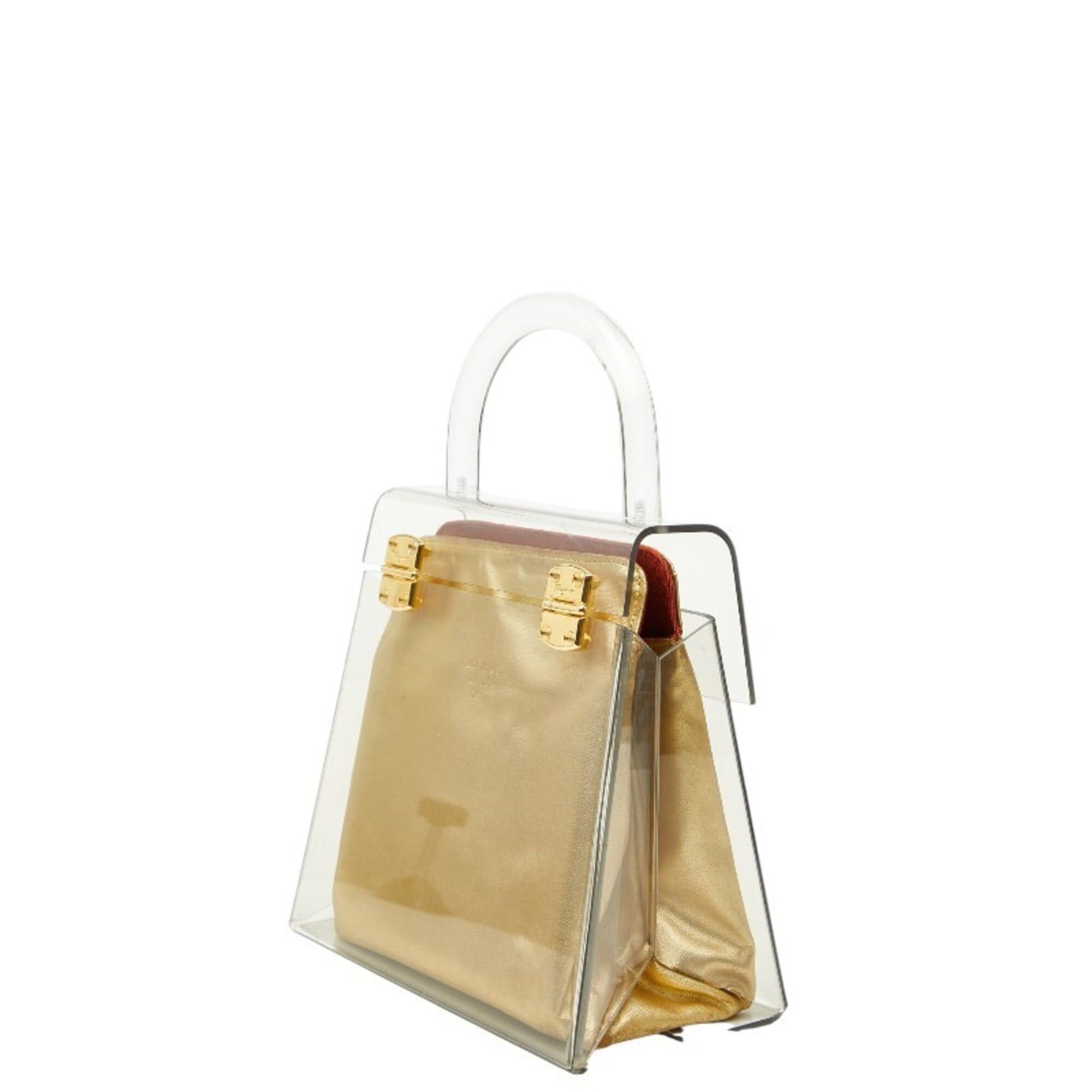 Salvatore Ferragamo Salvatore Ferragamo Gancini Top Handle Acrylic Handbag, Clear Plastic, Women's. Size ONE SIZE - 2 Thumbnail
