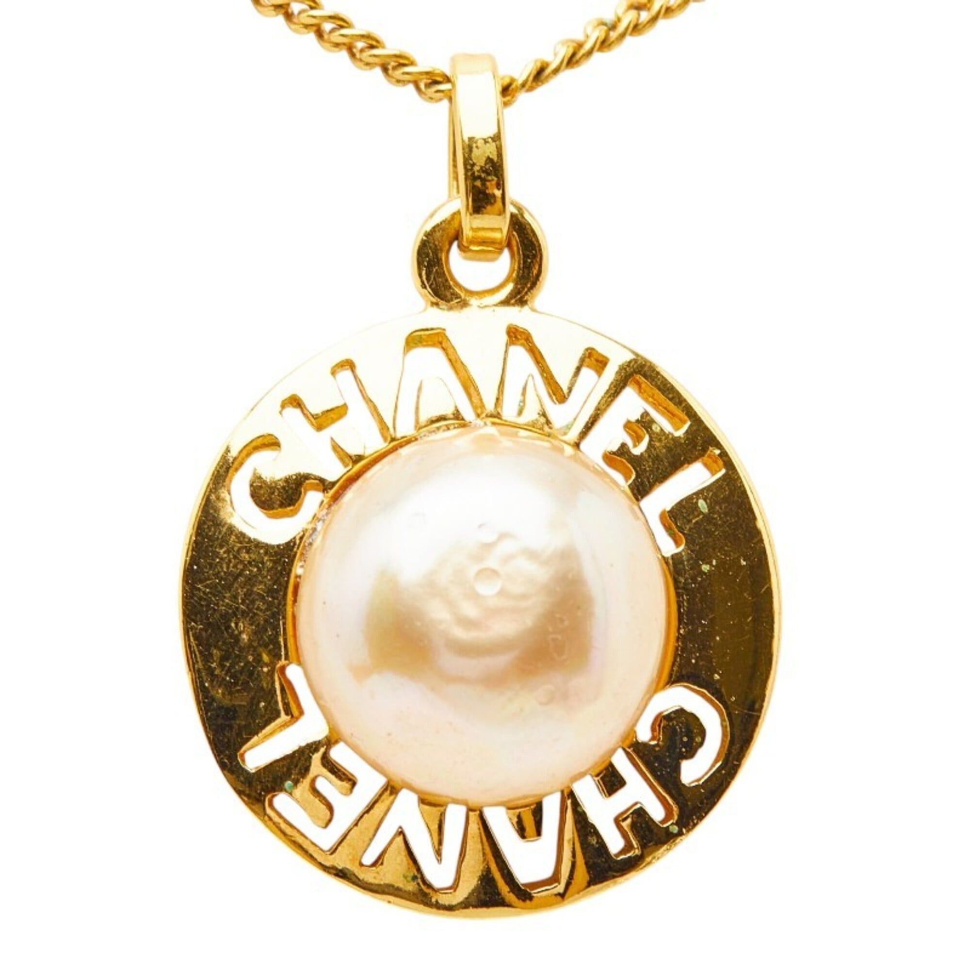 Chanel Chanel Logo Necklace, Gold Plated, Faux Pearl, Women's CHANEL Size ONE SIZE - 2 Thumbnail