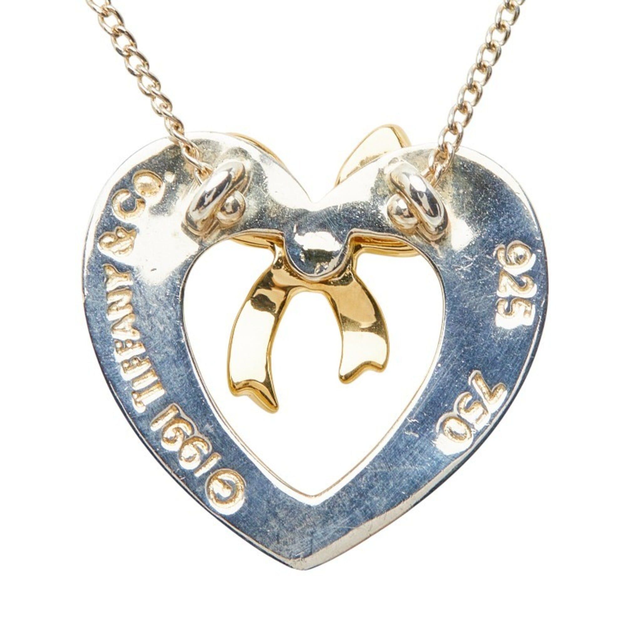 Tiffany & Co. Tiffany & Co. Heart Ribbon Necklace, SV925 Sterling Silver, 18K Yellow Gold, Women's. Size ONE SIZE - 3 Thumbnail