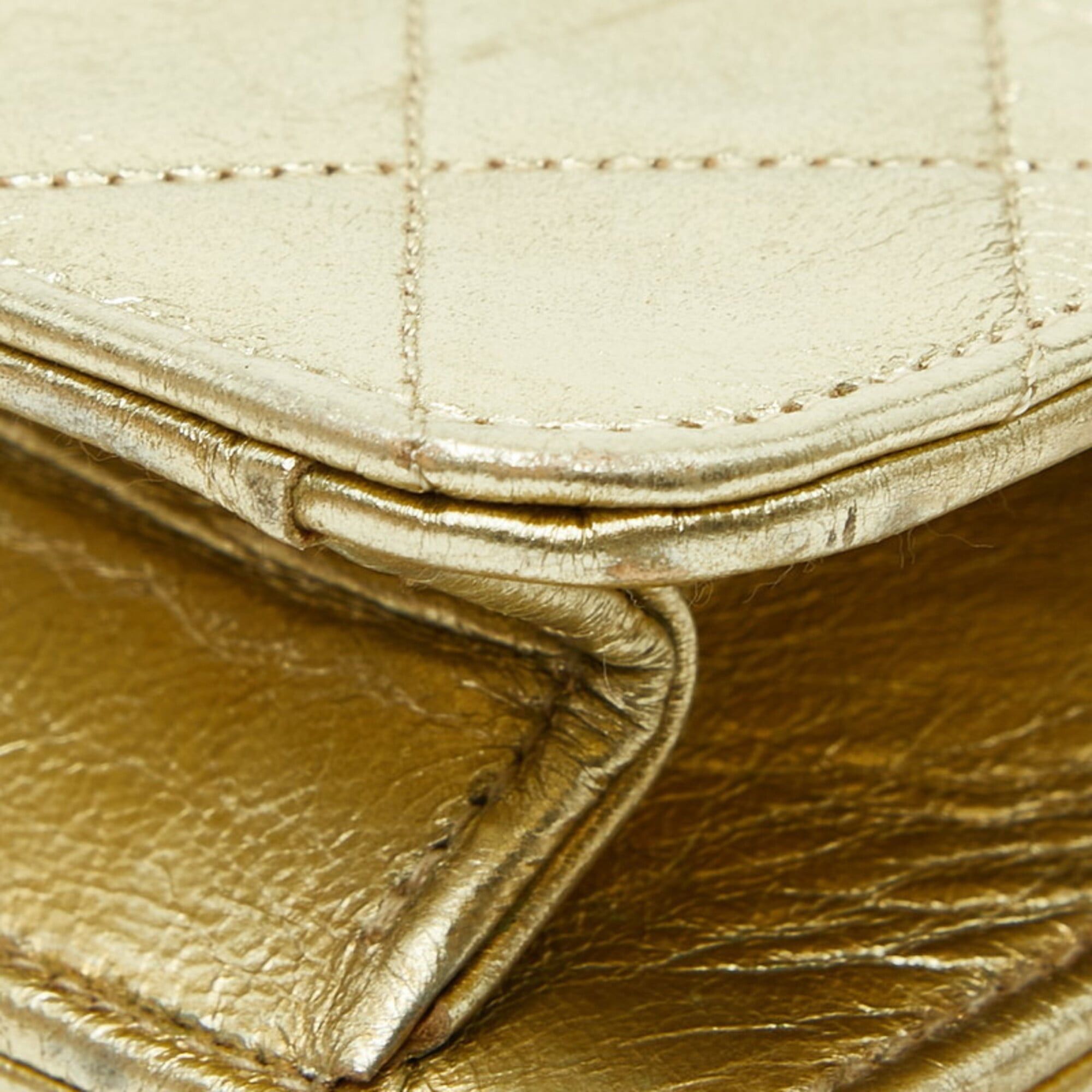 Chanel Chanel Coco Mark Mini Matelassé Chain Shoulder Bag, Gold Leather, Women's CHANEL Size ONE SIZE - 4 Thumbnail