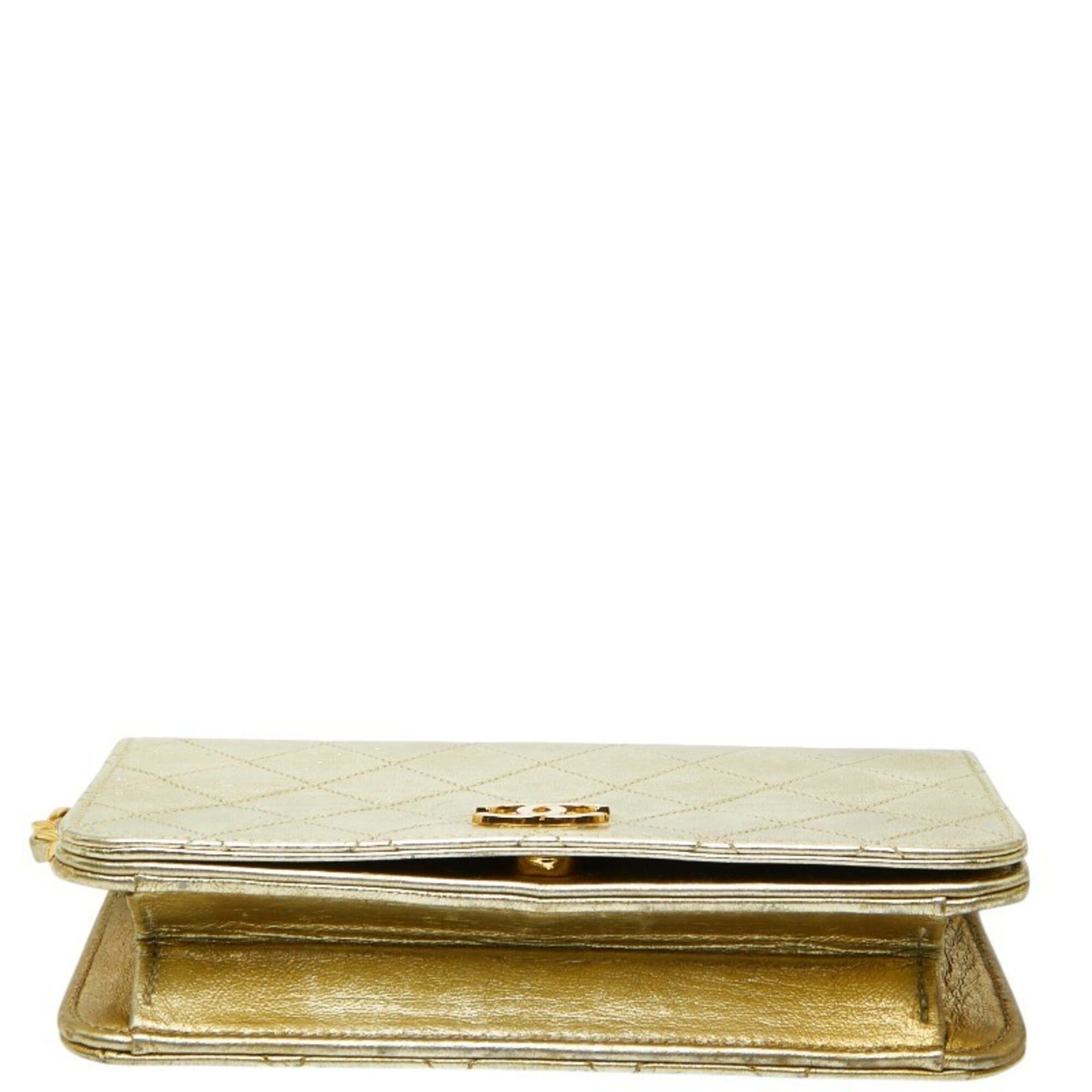 Chanel Chanel Coco Mark Mini Matelassé Chain Shoulder Bag, Gold Leather, Women's CHANEL Size ONE SIZE - 3 Thumbnail