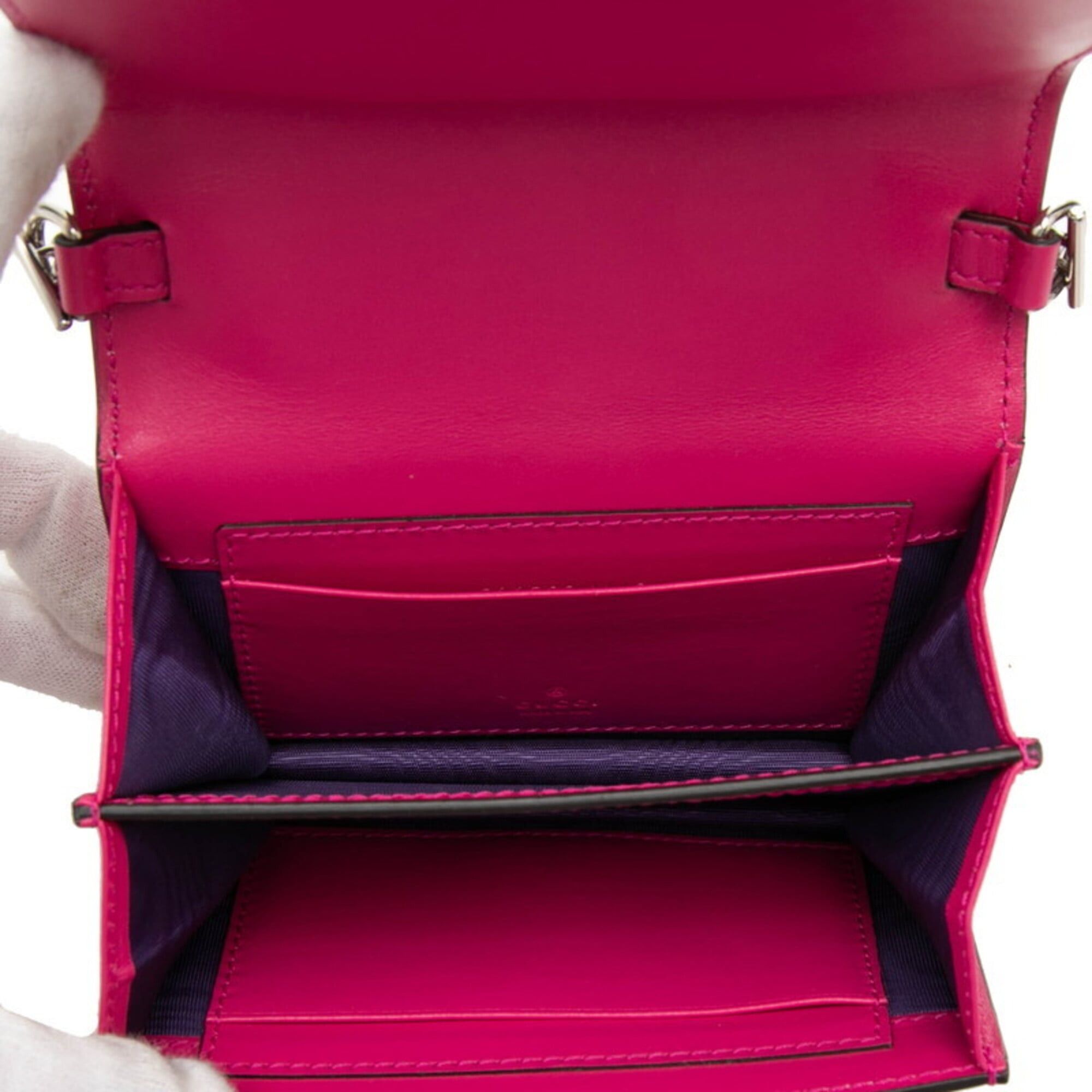 Gucci Gucci GG Marmont Matelassé Mini Chain Handbag Shoulder Bag 2WAY 723777 Pink Nylon Leather Women's GUCCI Size ONE SIZE - 4 Thumbnail