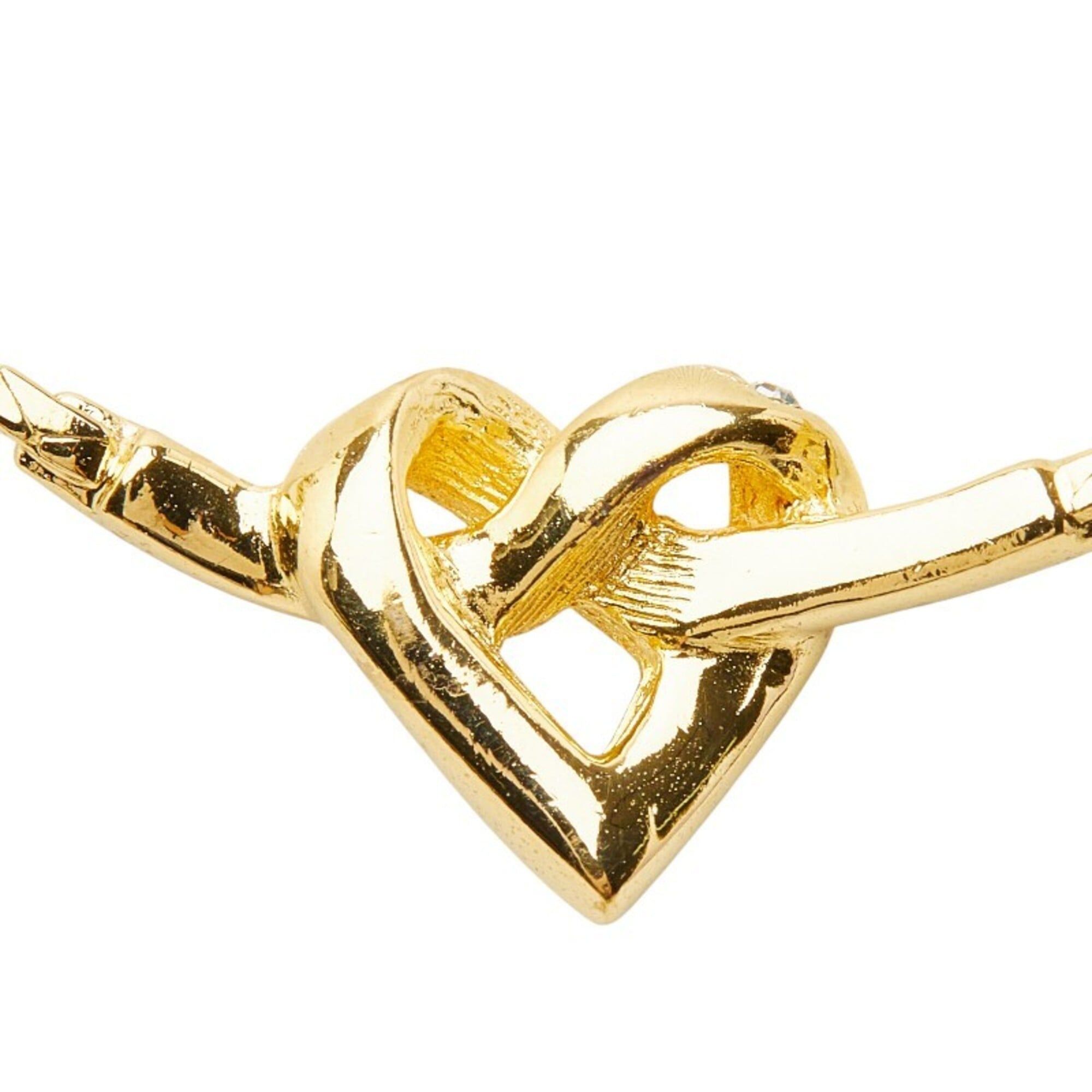 Dior Christian Dior Dior Heart Necklace, Gold Plated, Rhinestones, Women's Size ONE SIZE - 3 Thumbnail