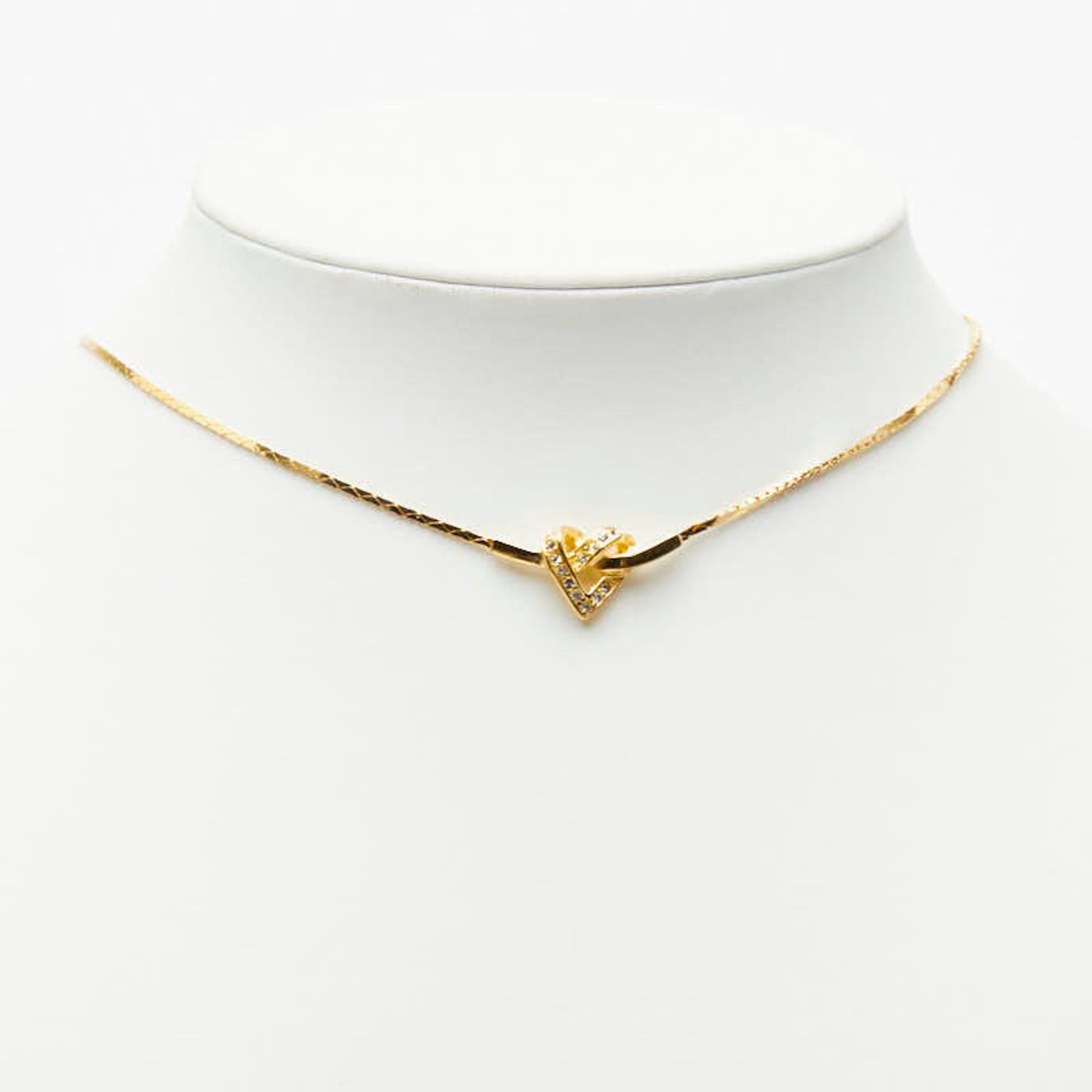 Dior Christian Dior Dior Heart Necklace, Gold Plated, Rhinestones, Women's Size ONE SIZE - 7 Thumbnail