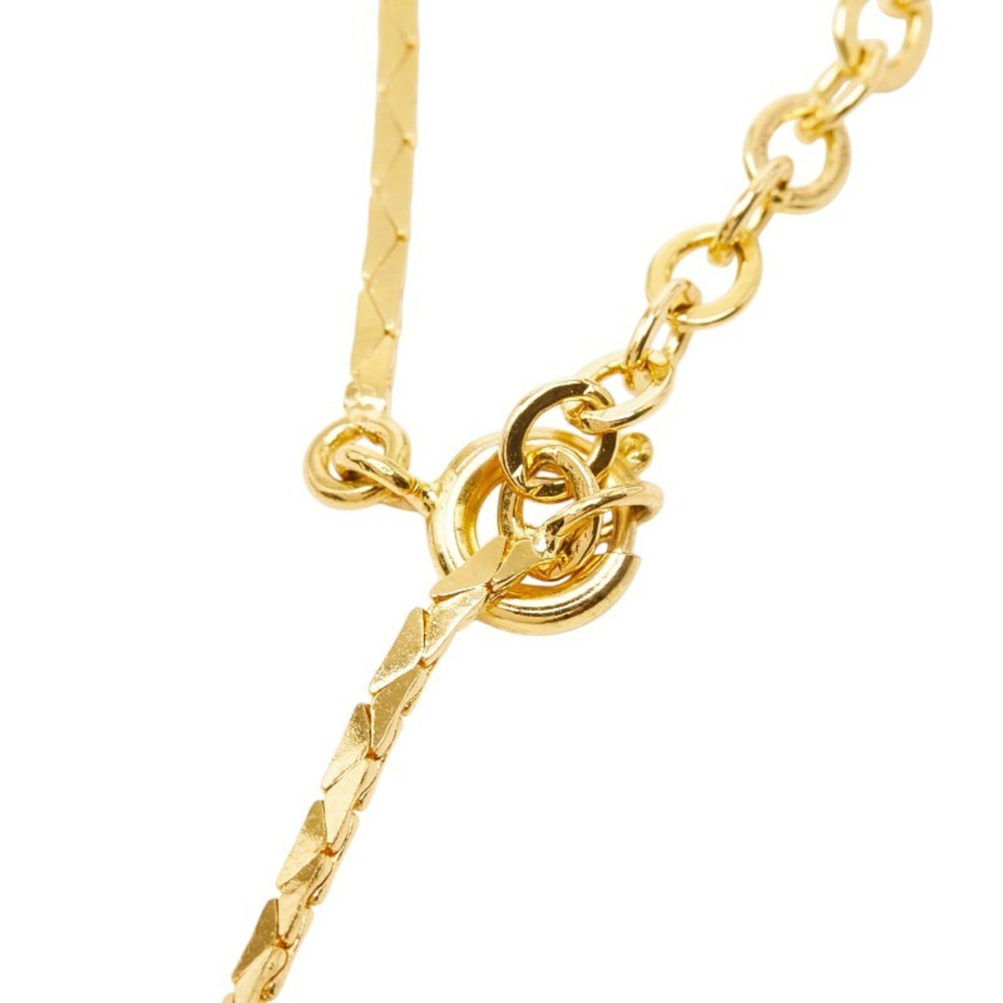 Dior Christian Dior Dior Heart Necklace, Gold Plated, Rhinestones, Women's Size ONE SIZE - 5 Thumbnail