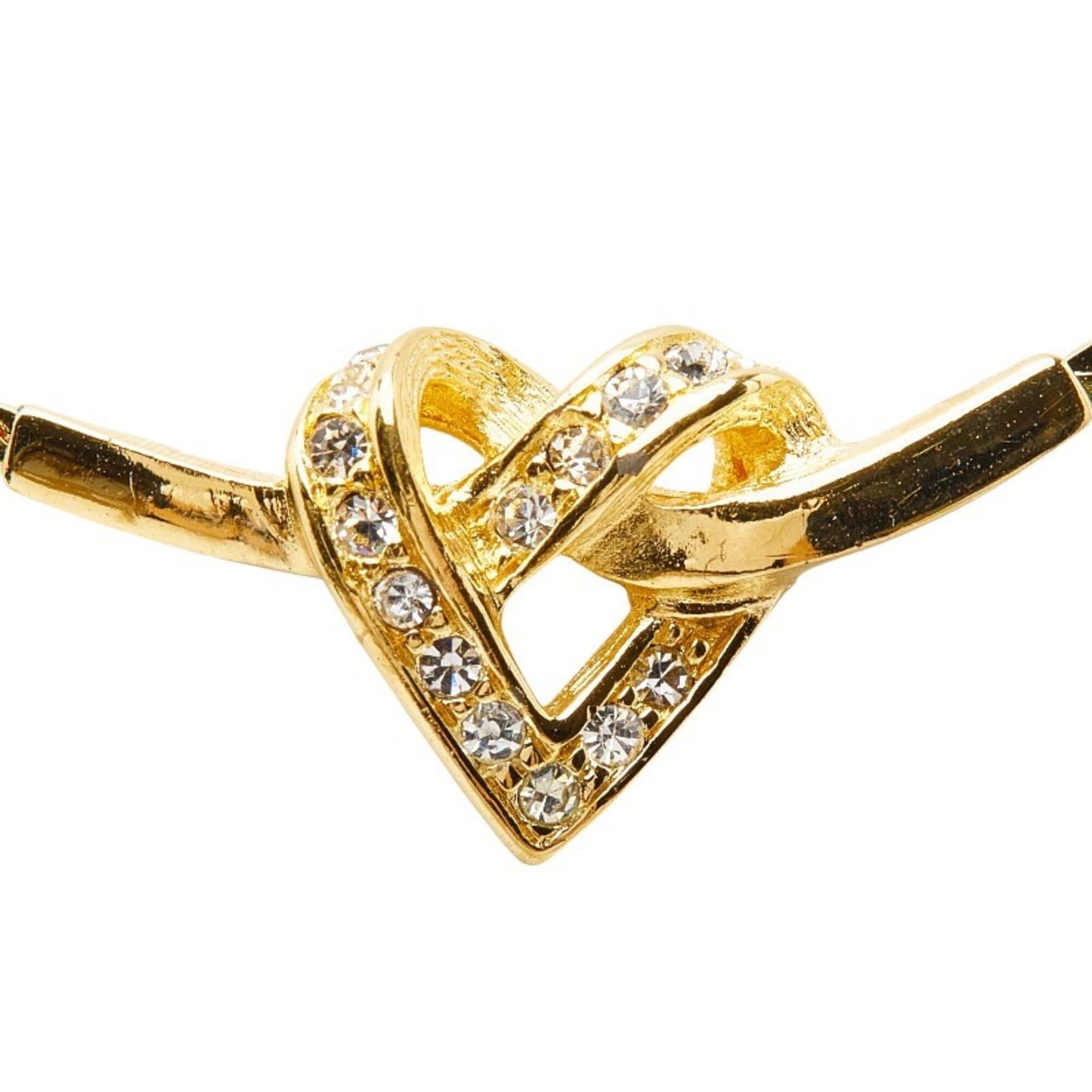 Dior Christian Dior Dior Heart Necklace, Gold Plated, Rhinestones, Women's Size ONE SIZE - 2 Thumbnail