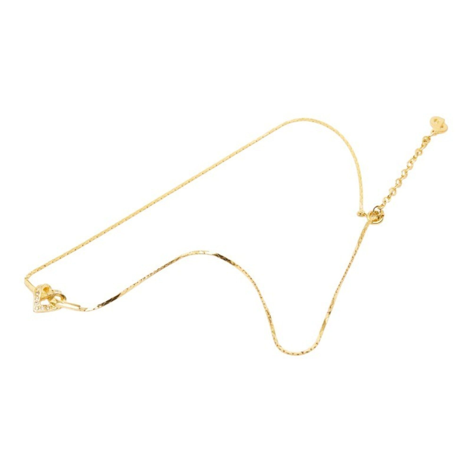 Dior Christian Dior Dior Heart Necklace, Gold Plated, Rhinestones, Women's Size ONE SIZE - 4 Thumbnail