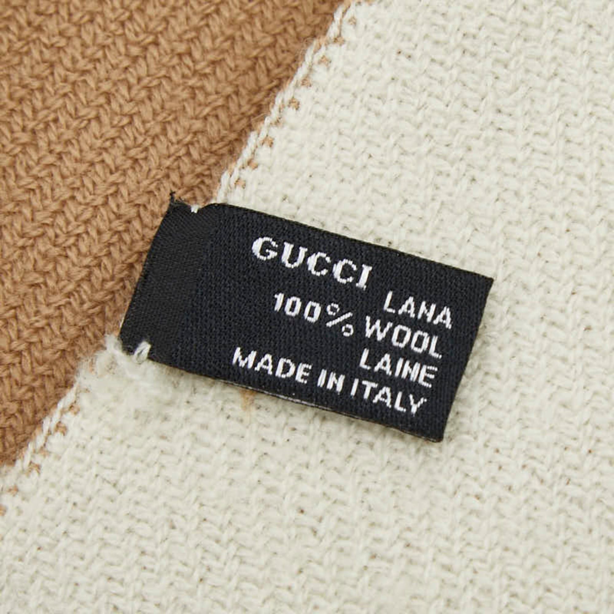 Gucci Gucci G-logo scarf, beige/brown wool, women's. Size ONE SIZE - 6 Thumbnail