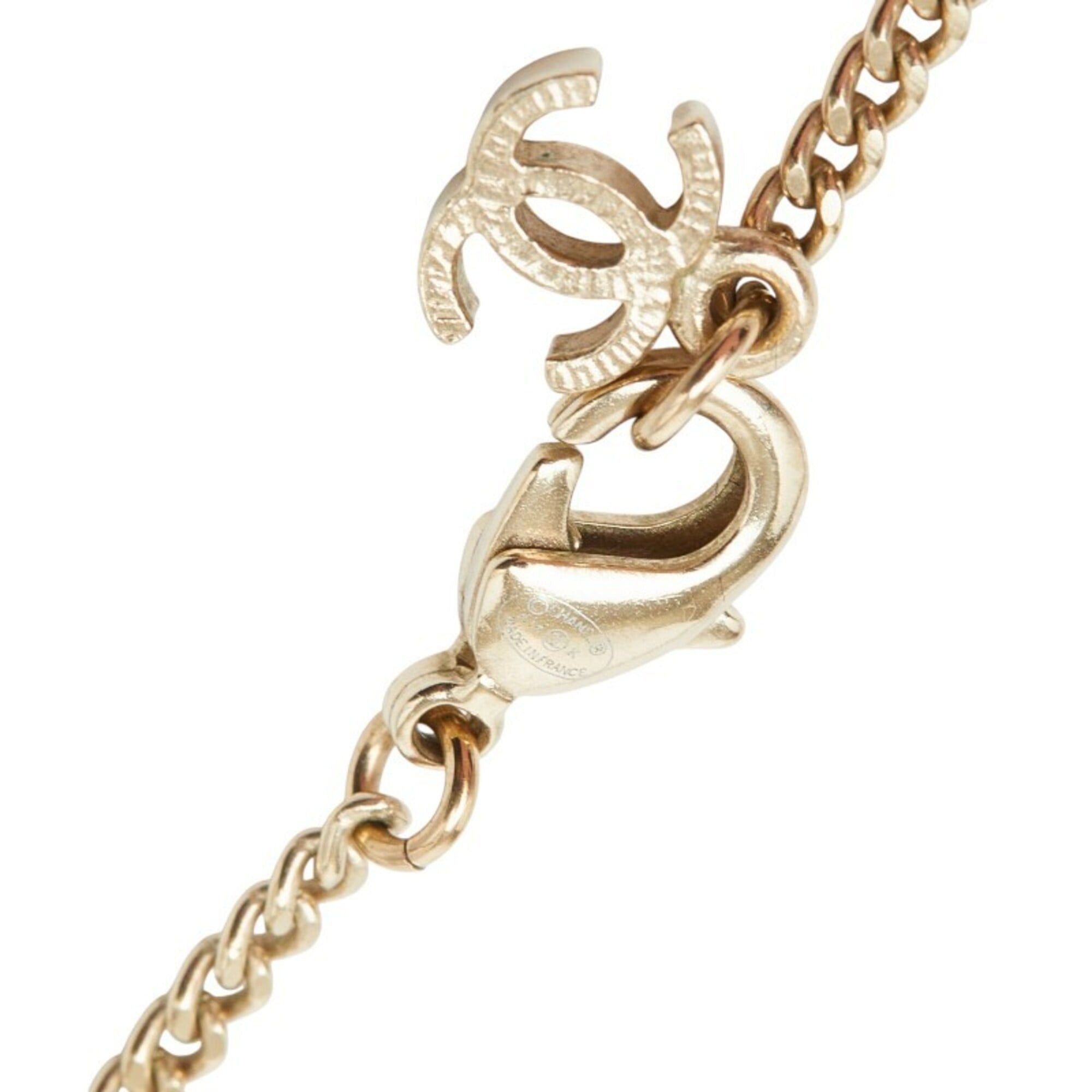 Chanel Chanel Coco Mark Rhinestone Necklace, Gold and Orange Plated, Faux Pearl, Women's. Size ONE SIZE - 5 Thumbnail