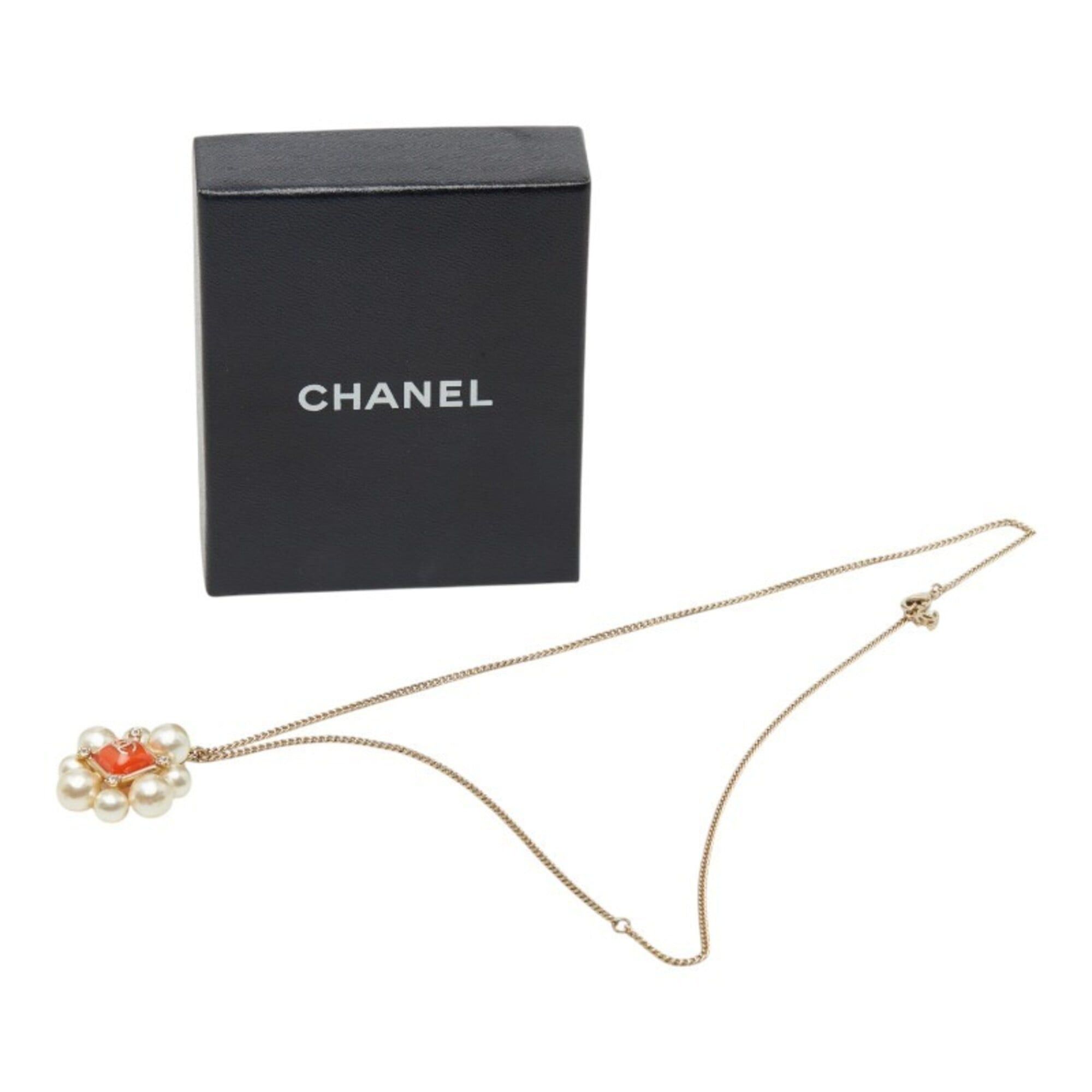 Chanel Chanel Coco Mark Rhinestone Necklace, Gold and Orange Plated, Faux Pearl, Women's. Size ONE SIZE - 6 Thumbnail