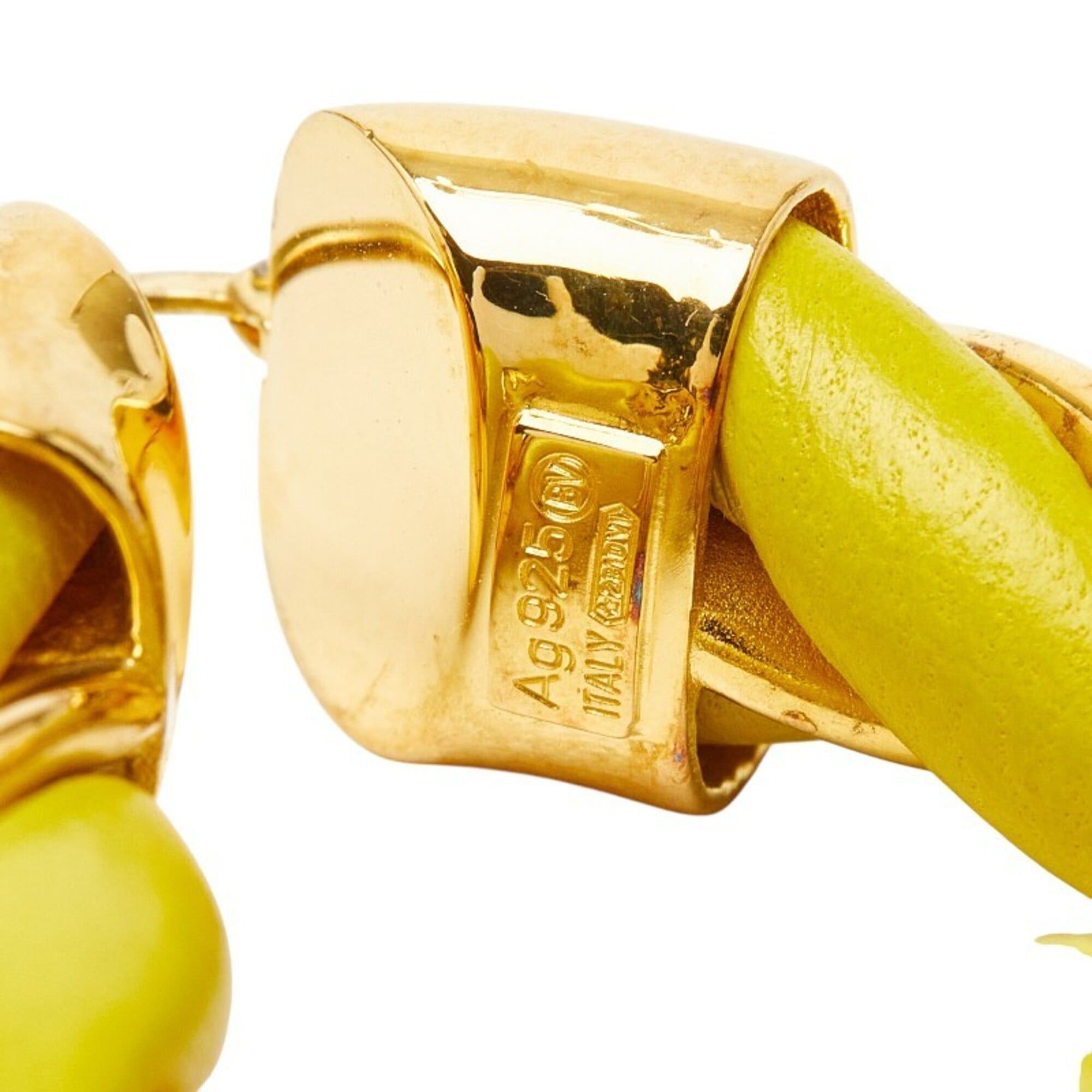 Bottega Veneta Bottega Veneta Twist Triangle Hoop Earrings, Yellow Gold Leather, SV925 Silver, Women's. Size ONE SIZE - 4 Thumbnail