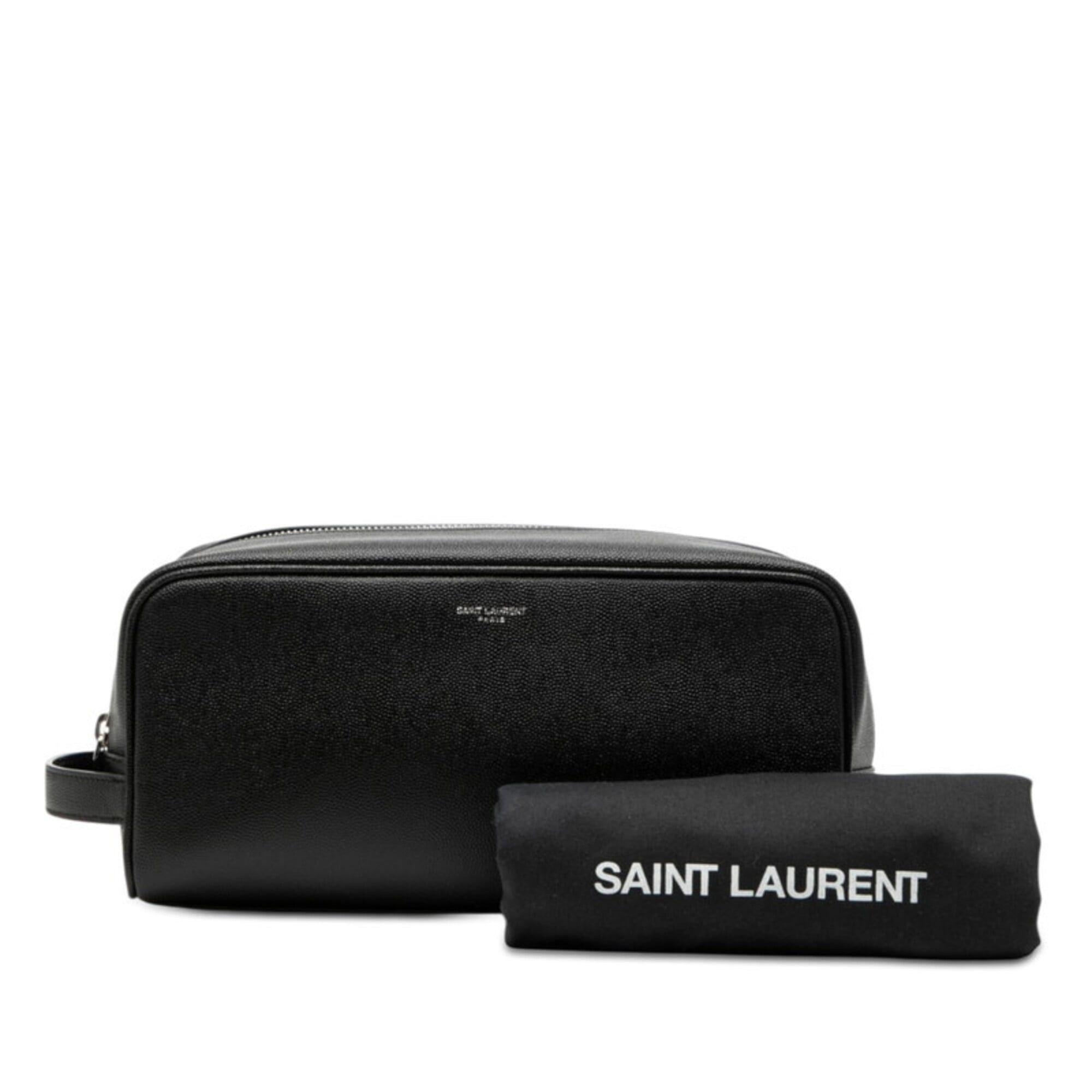 Saint Laurent Paris Saint Laurent Logo Second Bag Travel Pouch 609347 1GF0N Black Leather Women's SAINT LAURENT Size ONE SIZE - 7 Thumbnail
