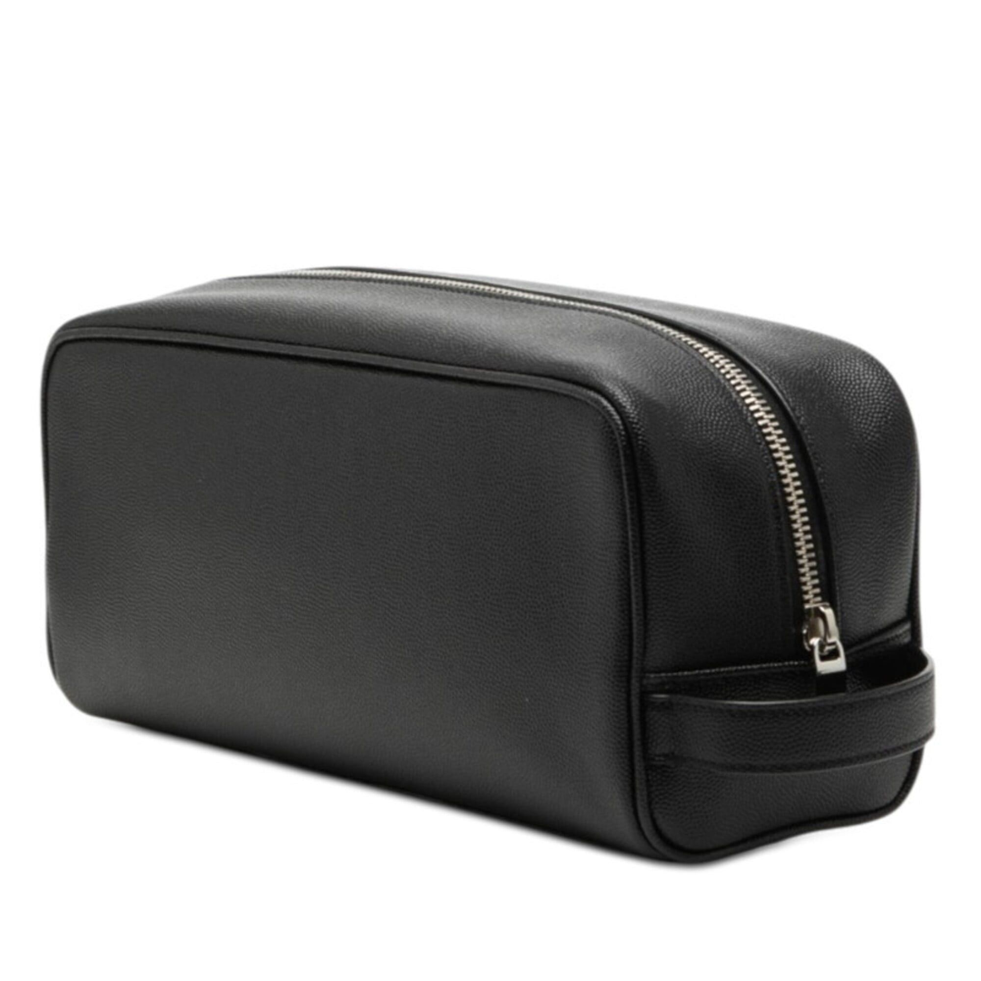 Saint Laurent Paris Saint Laurent Logo Second Bag Travel Pouch 609347 1GF0N Black Leather Women's SAINT LAURENT Size ONE SIZE - 2 Thumbnail
