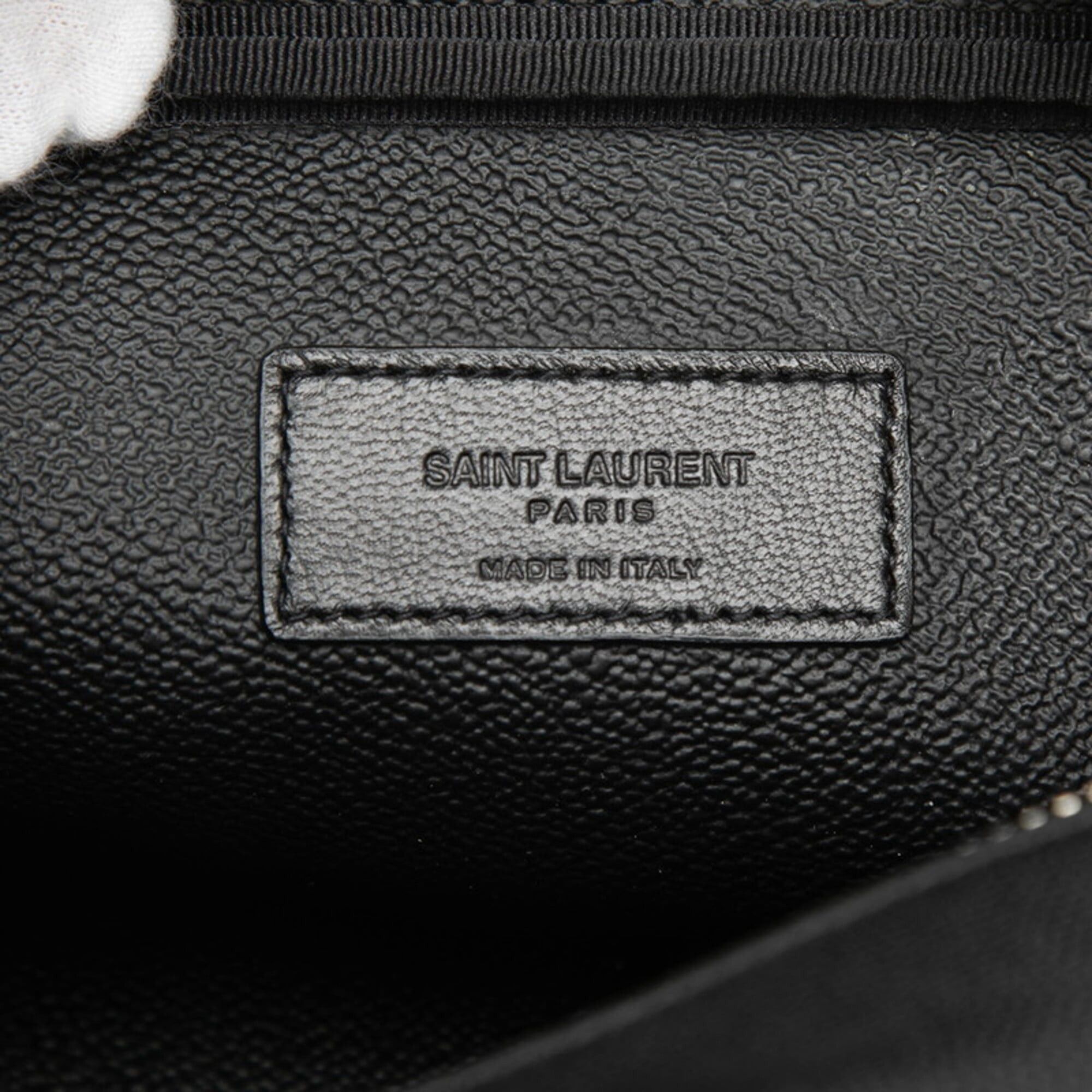 Saint Laurent Paris Saint Laurent Logo Second Bag Travel Pouch 609347 1GF0N Black Leather Women's SAINT LAURENT Size ONE SIZE - 6 Thumbnail