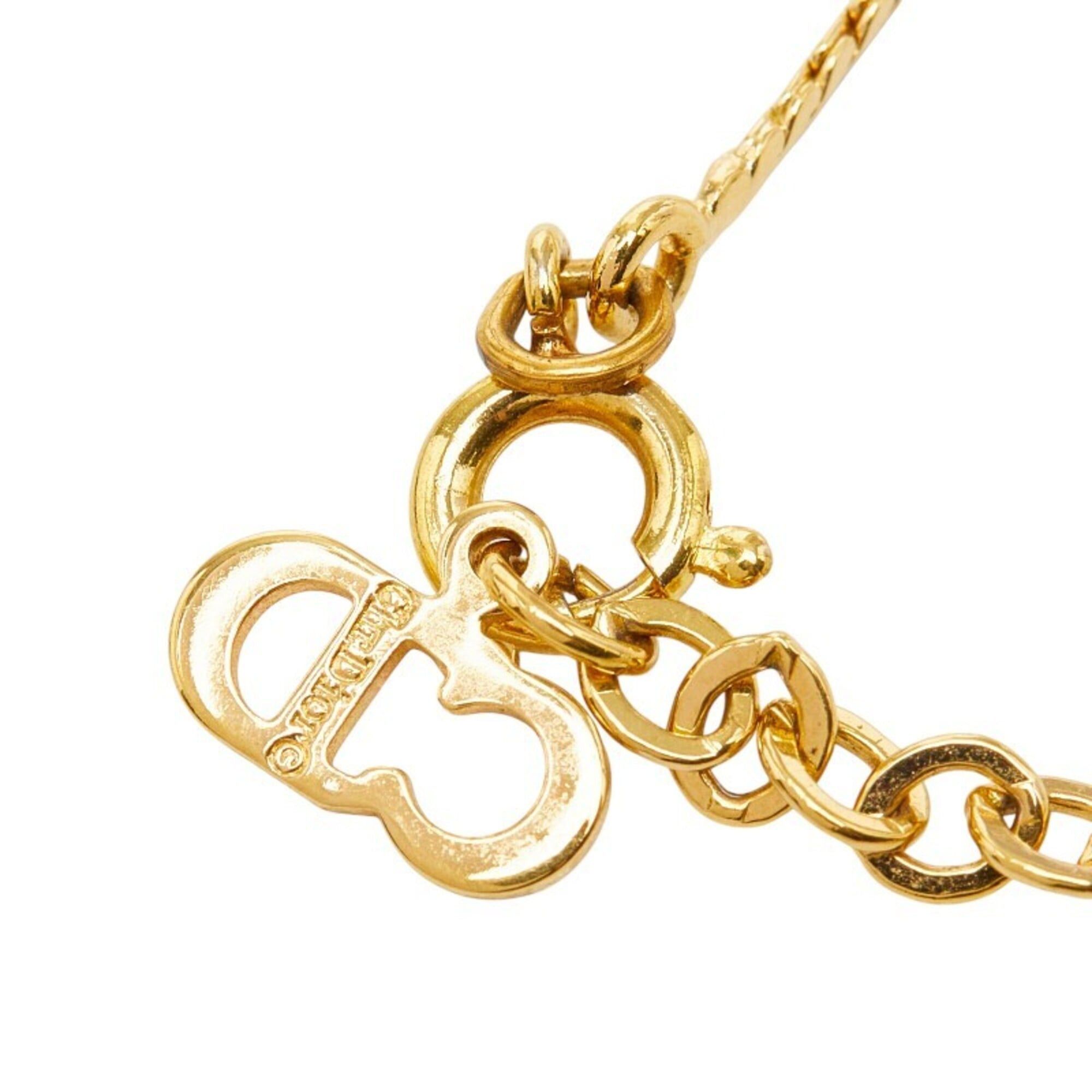 Dior Christian Dior Dior V-shaped necklace, gold plated, rhinestones, women's. Size ONE SIZE - 6 Thumbnail