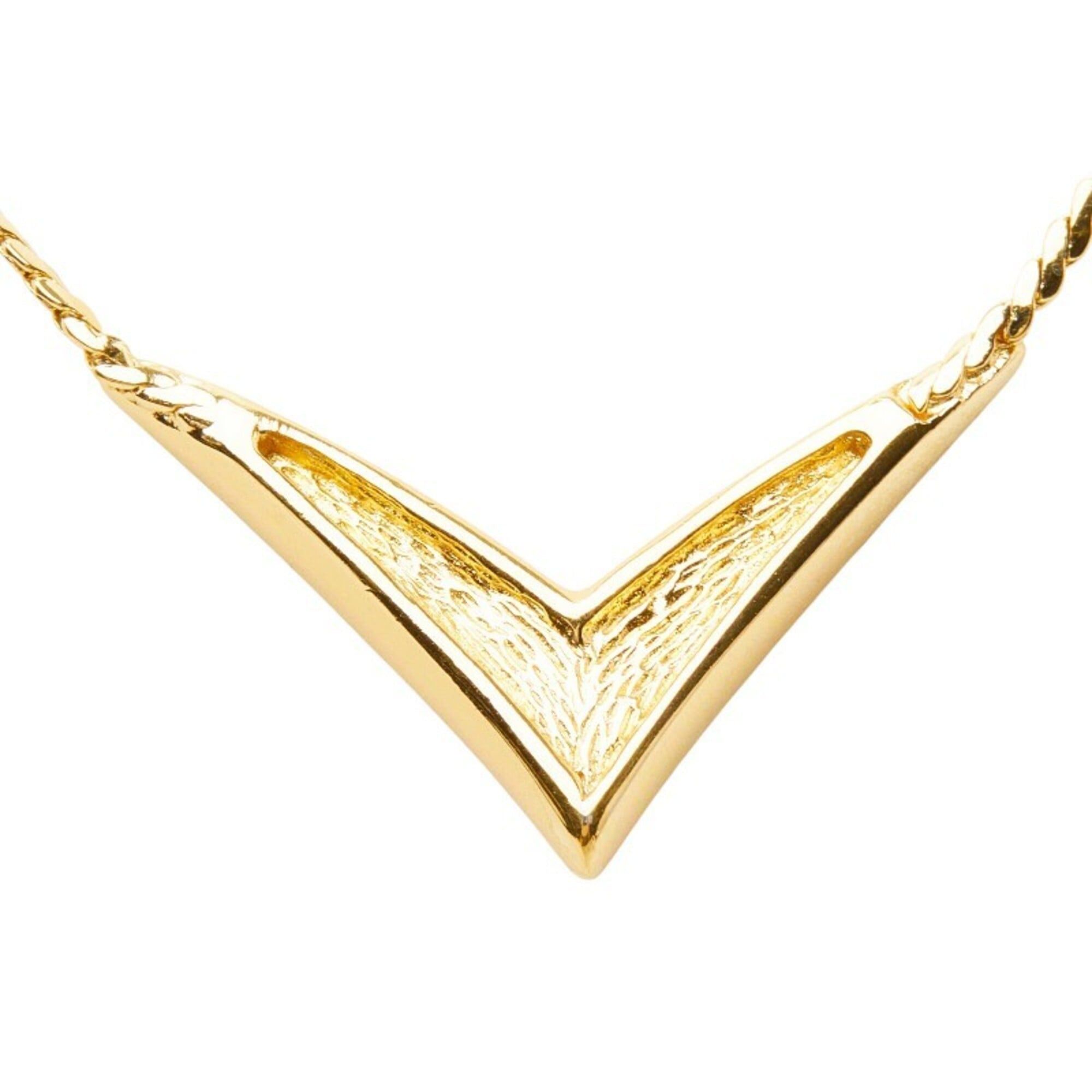 Dior Christian Dior Dior V-shaped necklace, gold plated, rhinestones, women's. Size ONE SIZE - 3 Thumbnail
