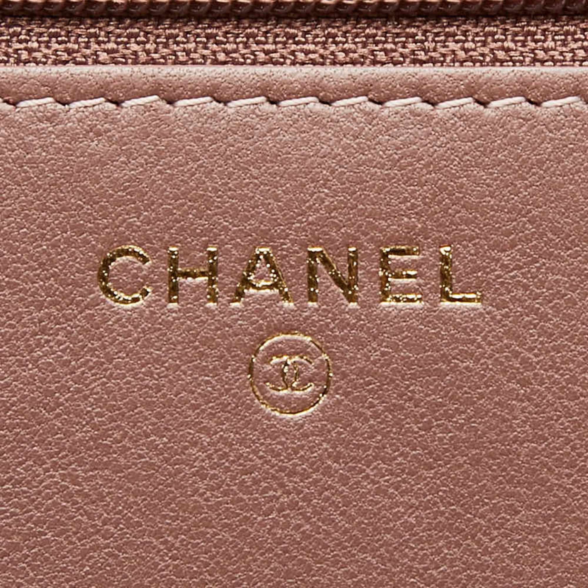 Chanel Chanel Coco Mark Wallet Chain Shoulder Bag Gray Pink Fur Leather Women's CHANEL Size ONE SIZE - 9 Thumbnail