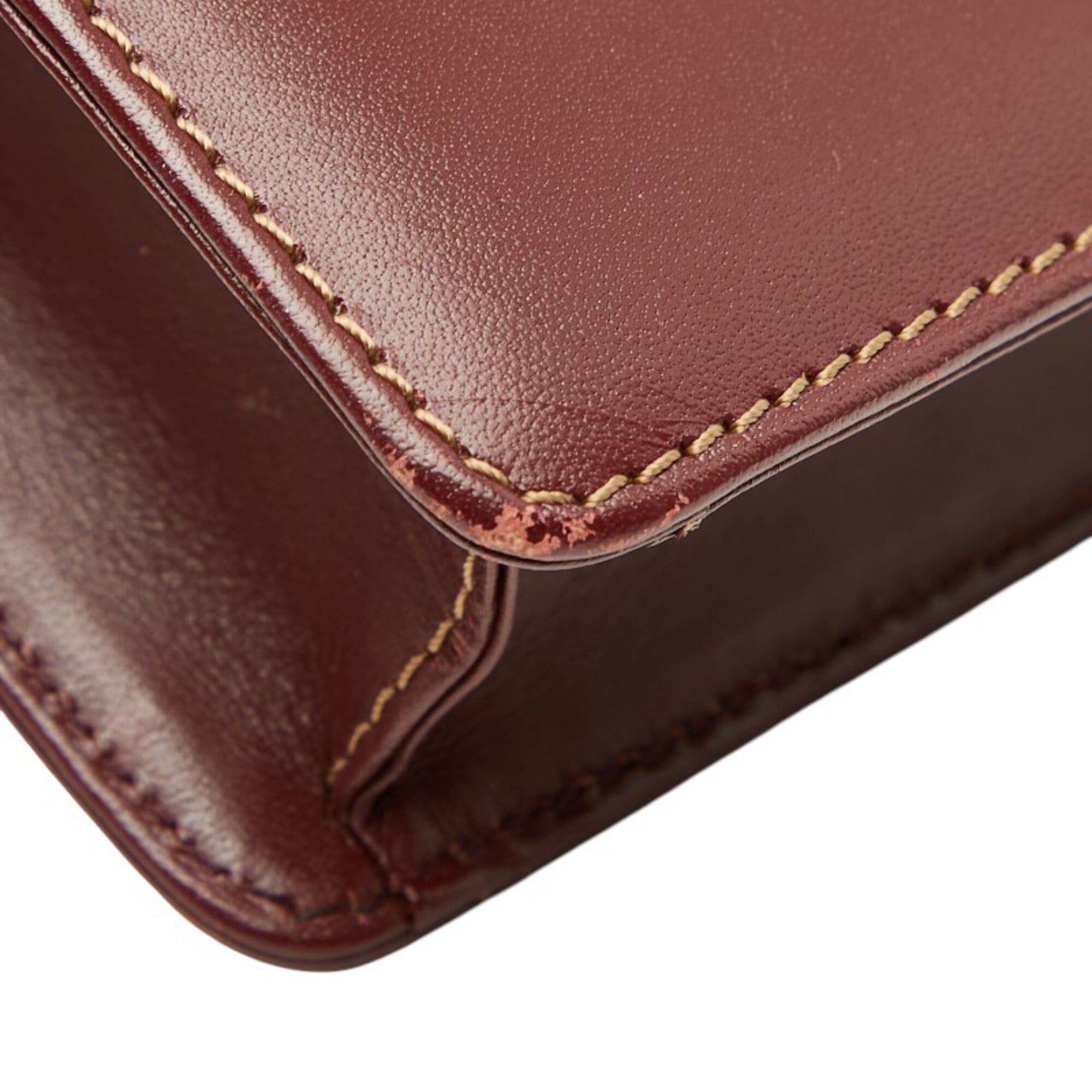 Cartier Cartier Must Line Crossbody Flap Shoulder Bag, Wine Red Leather, Women's CARTIER Size ONE SIZE - 7 Thumbnail