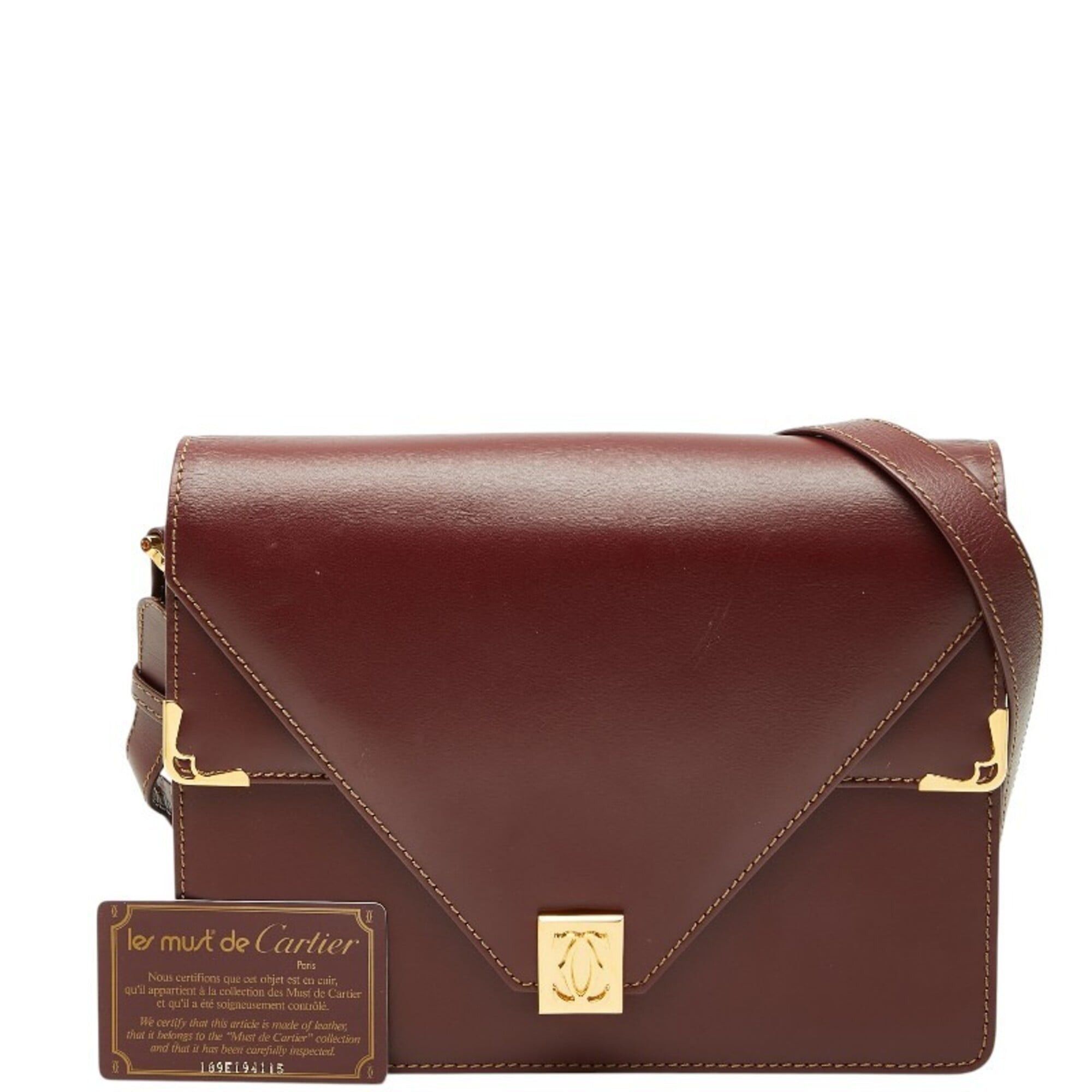 Cartier Cartier Must Line Crossbody Flap Shoulder Bag, Wine Red Leather, Women's CARTIER Size ONE SIZE - 11 Thumbnail