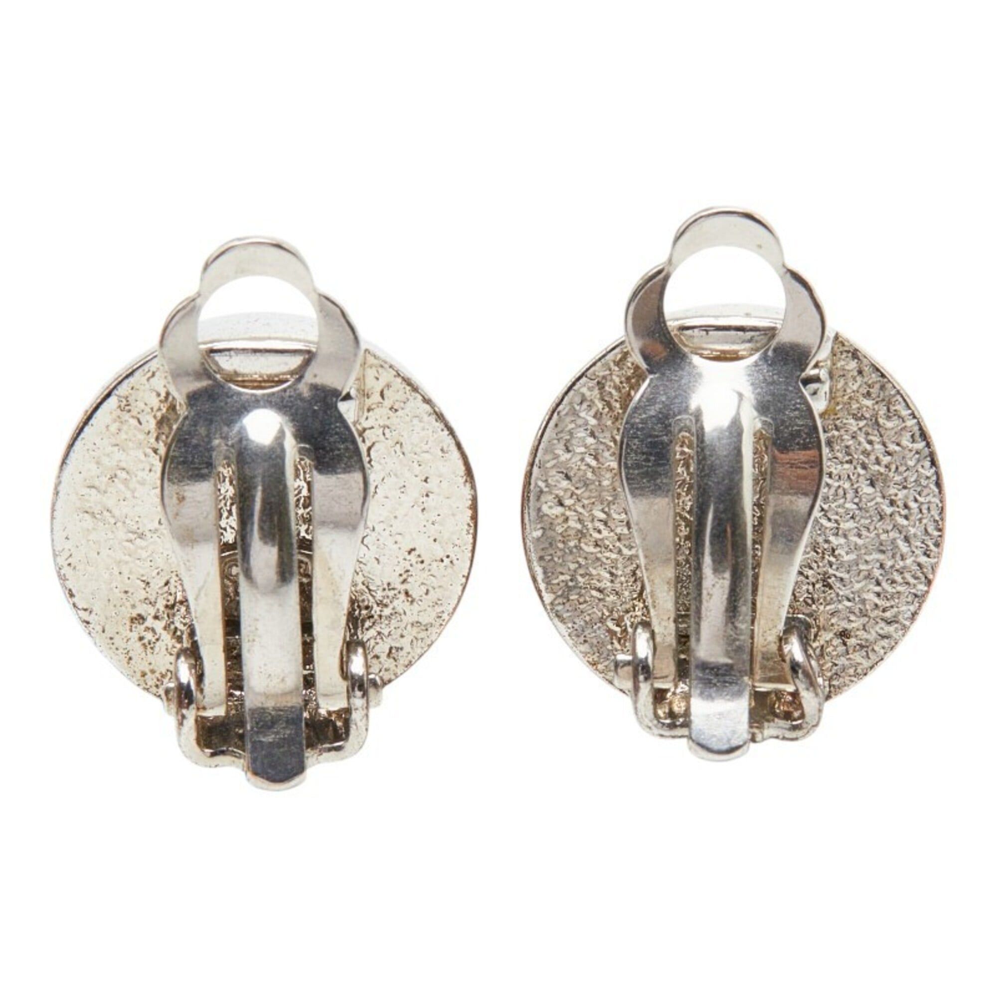 Chanel Chanel Coco Mark Round Earrings, Silver and Red Metal, Women's CHANEL Size ONE SIZE - 3 Thumbnail