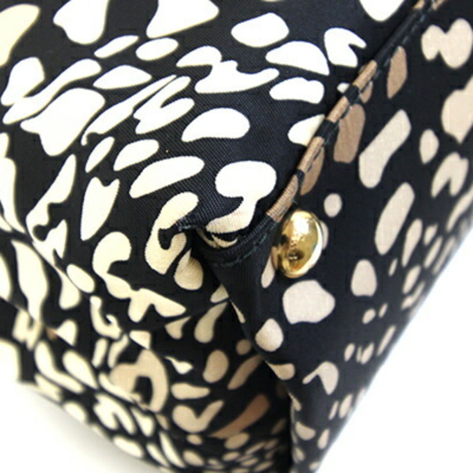Salvatore Ferragamo Salvatore Ferragamo Ferragamo Vara Tote Bag FJ21 E166 Beige Black Nylon Enamel Leather Animal Leopard Print Women's Salvatore Size ONE SIZE - 3 Thumbnail
