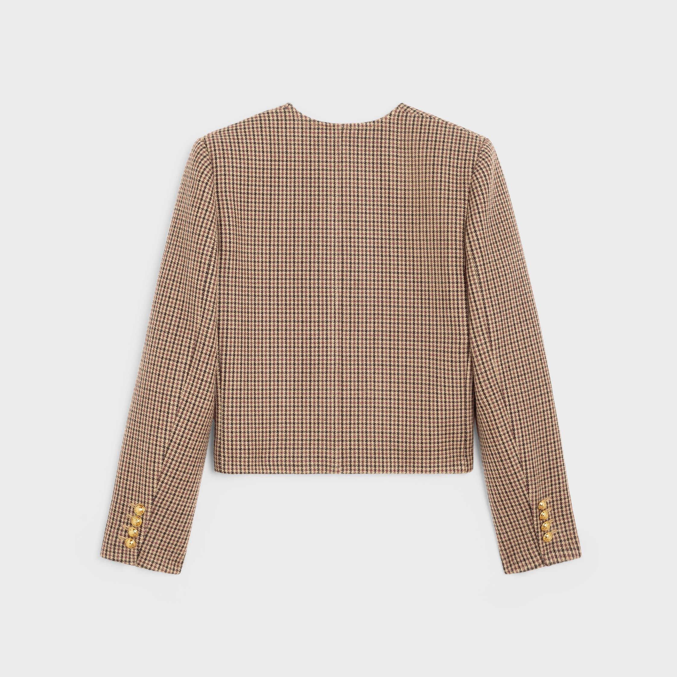Celine CHELSEA JACKET IN DOUBLE HOUNDSTOOTH WOOL burgundy/beige/black Size L / US 10 / IT 46 - 2 Thumbnail