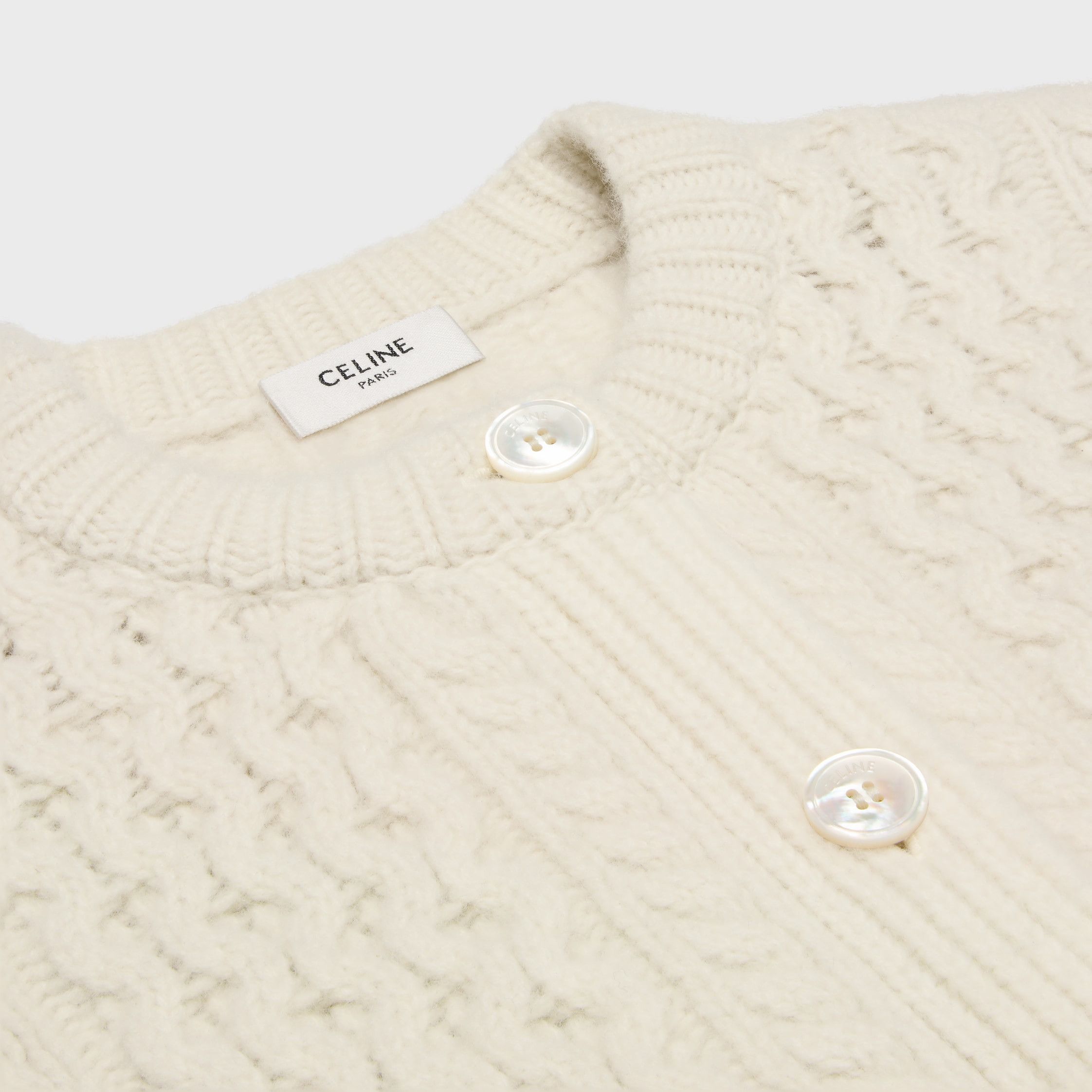 Celine TRIOMPHE CARDIGAN IN ARAN WOOL off white Size XXL / US 16-18 / IT 52-54 - 3 Thumbnail
