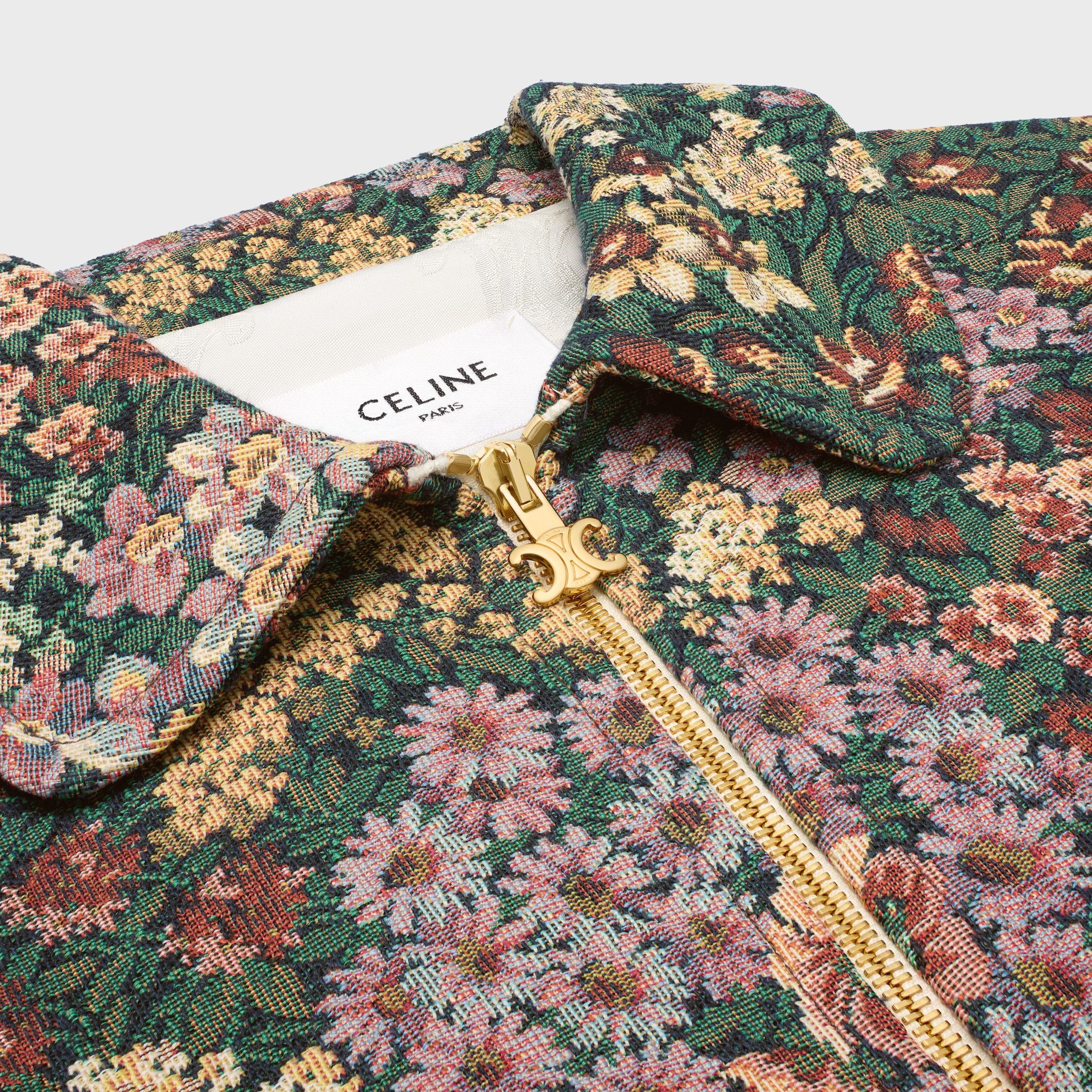 Celine BLOUSON JACKET IN COTTON JACQUARD khaki/chalk/red/violet Size XS / US 0-2 / IT 36-38 - 3 Thumbnail