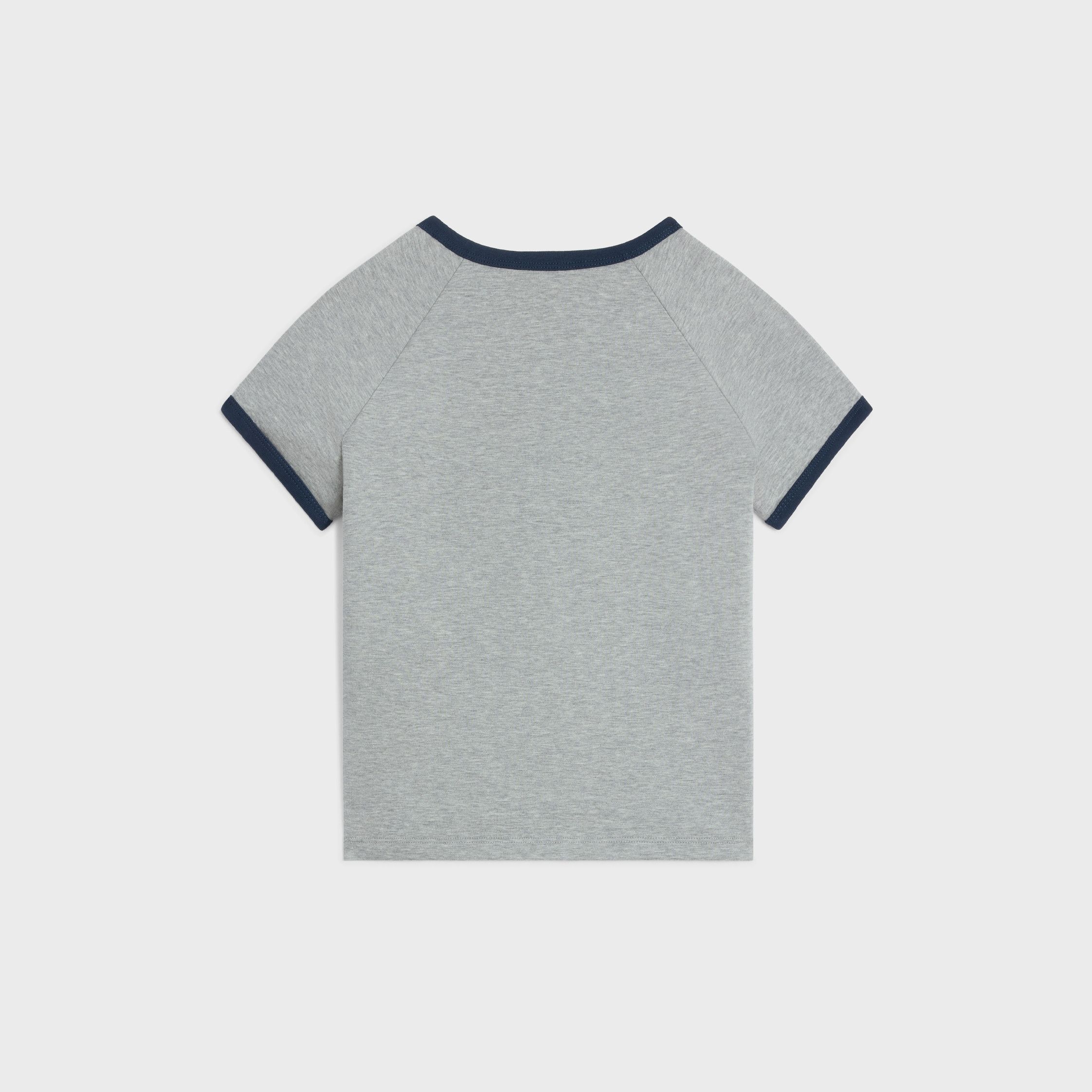 Celine CELINE PARIS T-SHIRT IN COTTON JERSEY grey melange/navy Size L / US 10 / IT 46 - 2 Thumbnail