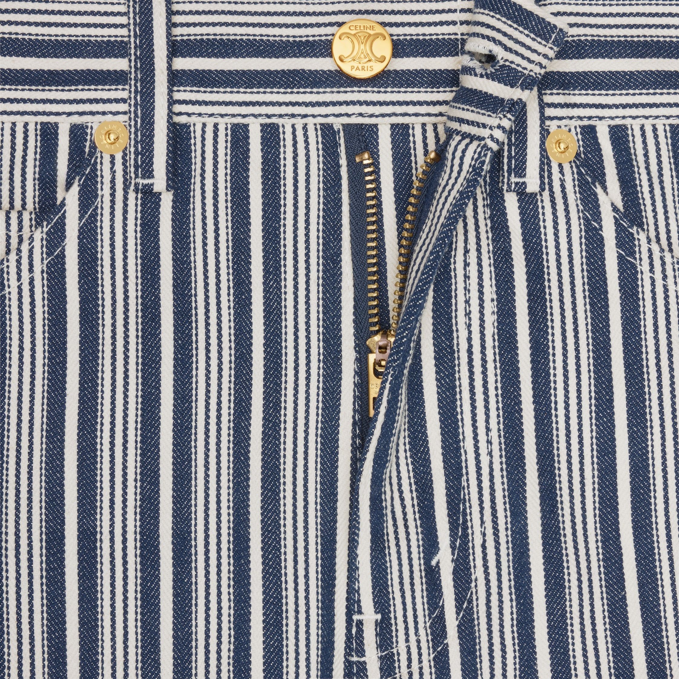 Celine LULU JEANS IN HICKORY STRIPED COTTON blue/white rinsed Size 26" / US 2 / IT 38 - 4 Thumbnail