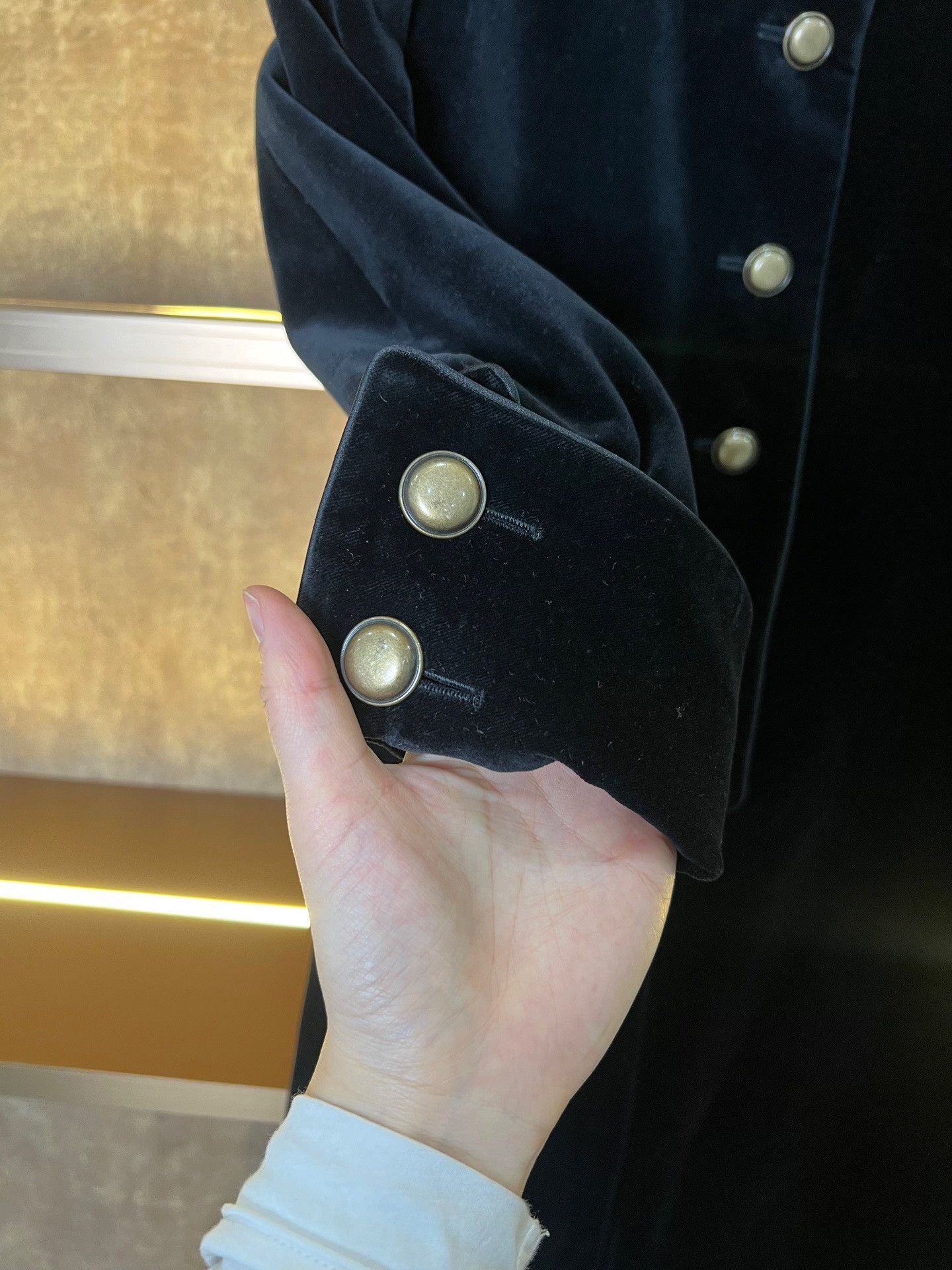Saint Laurent Paris Saint Laurent Velvet Gold Button Long Coat Size S / US 4 / IT 40 - 4 Thumbnail