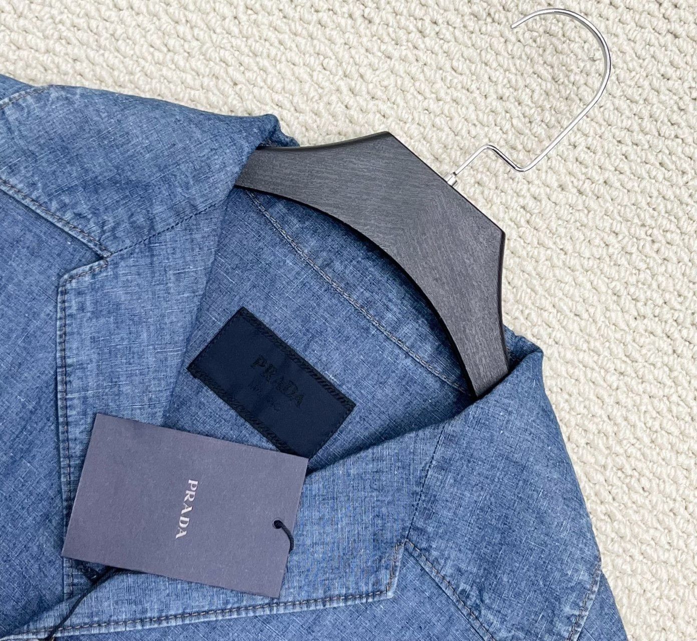 Prada Prada SS23 Blue Denim Lapel Short-Sleeve Shirt Size US M / EU 48-50 / 2 - 3 Thumbnail
