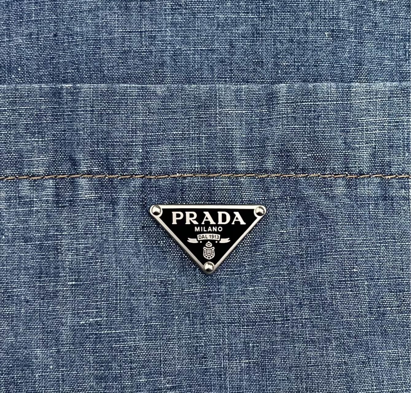 Prada Prada SS23 Blue Denim Lapel Short-Sleeve Shirt Size US M / EU 48-50 / 2 - 5 Thumbnail