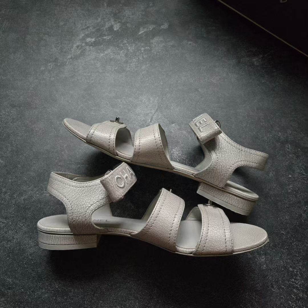 Chanel CHANEL Velcro Beige Sandals Size US 5.5 / IT 35.5 - 3 Thumbnail