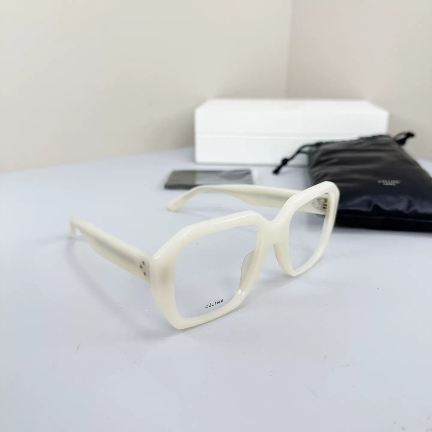 Celine Celine White Gold Letter Plain Glasses Size ONE SIZE - 2 Thumbnail