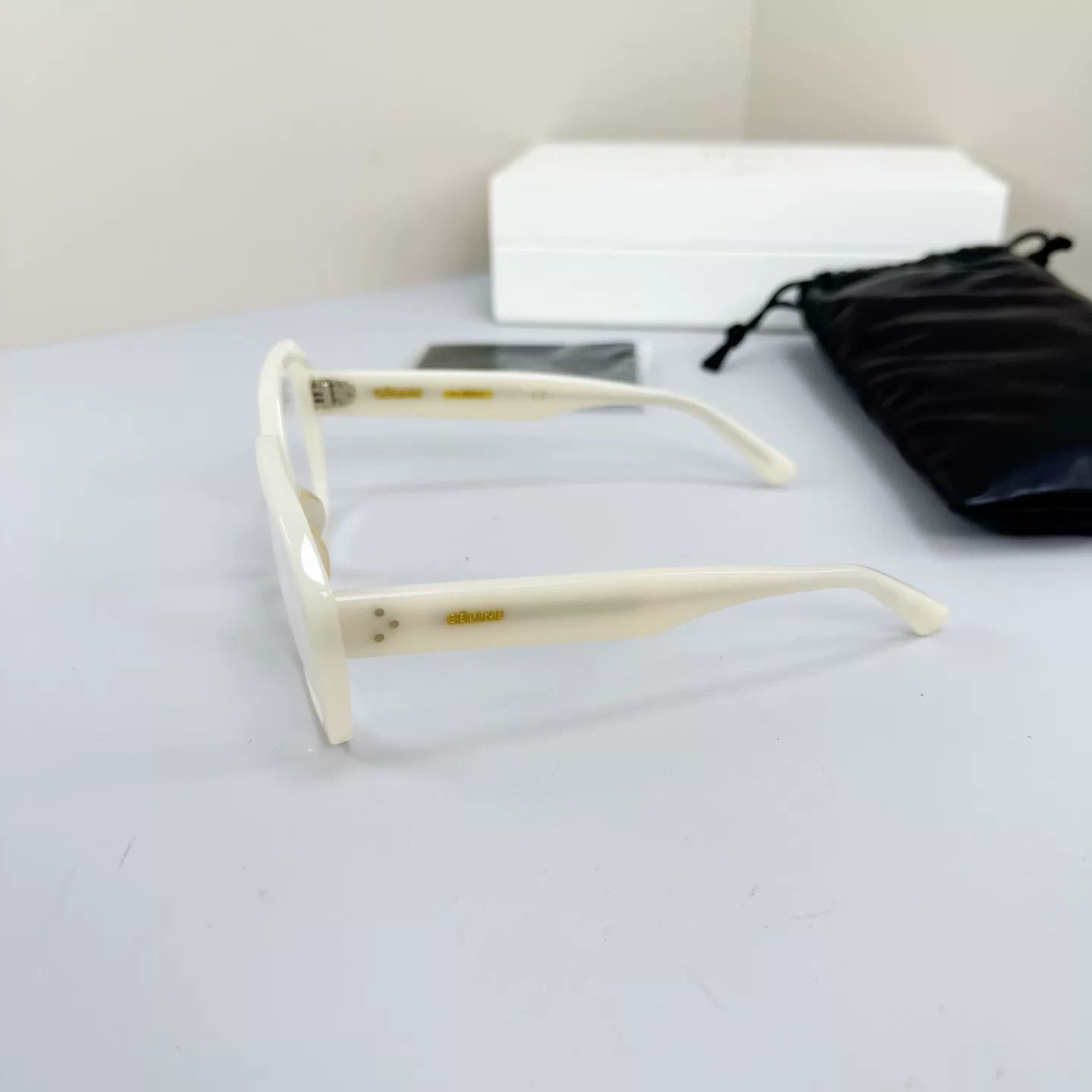 Celine Celine White Gold Letter Plain Glasses Size ONE SIZE - 3 Thumbnail