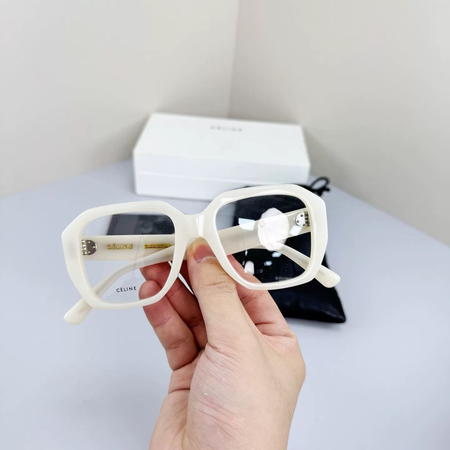 Celine Celine White Gold Letter Plain Glasses Size ONE SIZE - 4 Thumbnail