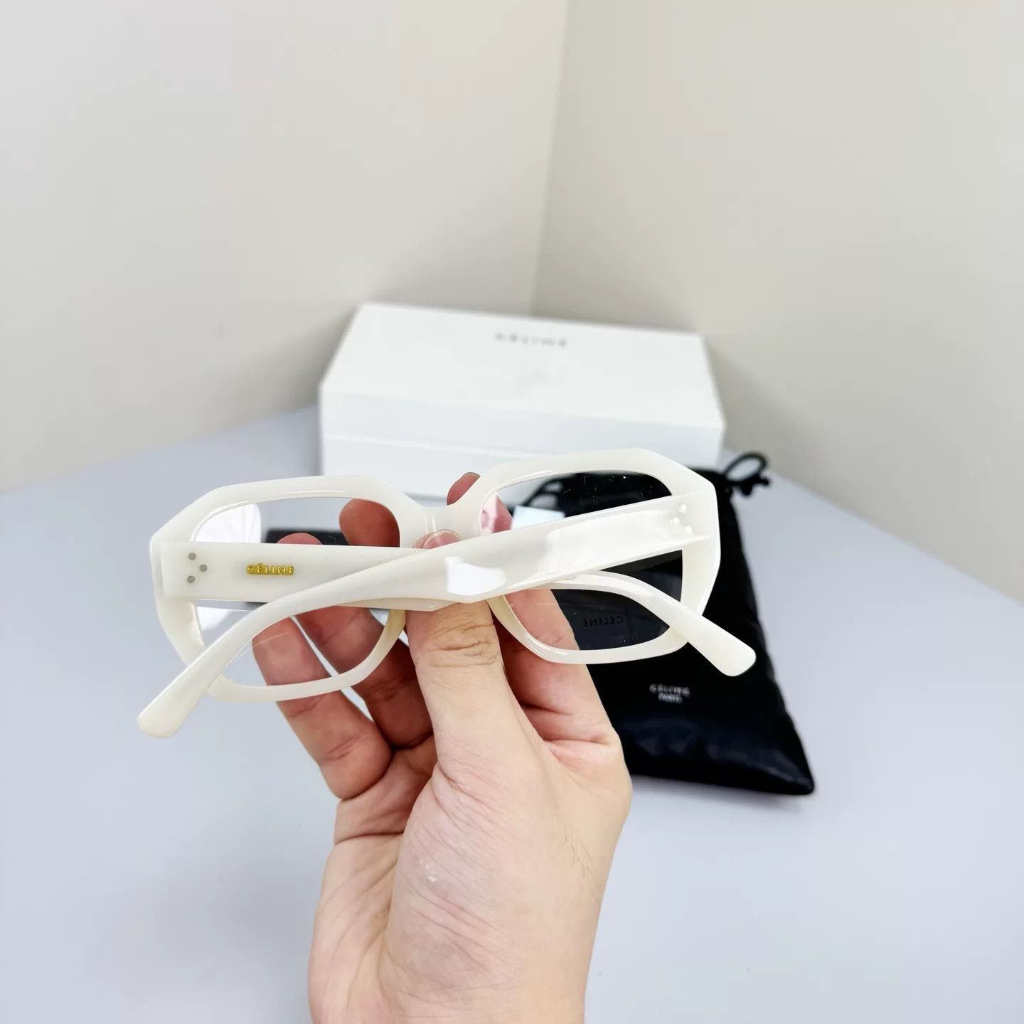 Celine Celine White Gold Letter Plain Glasses Size ONE SIZE - 5 Thumbnail
