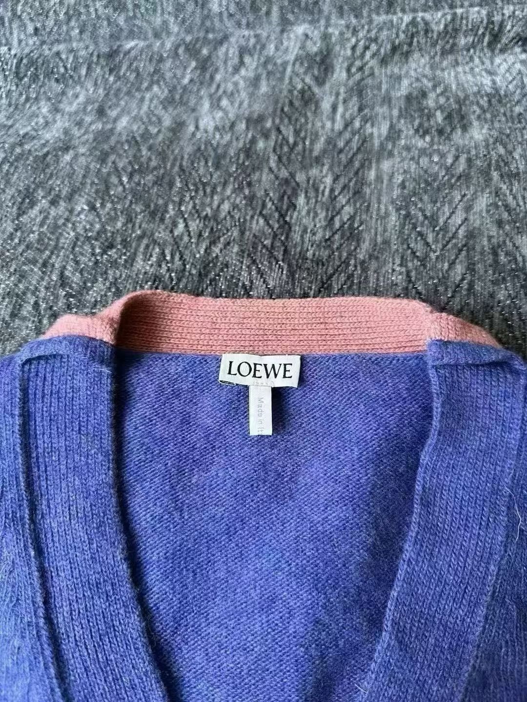 Loewe Loewe Purple Color Block Wool Cardigan Size M / US 6-8 / IT 42-44 - 3 Thumbnail