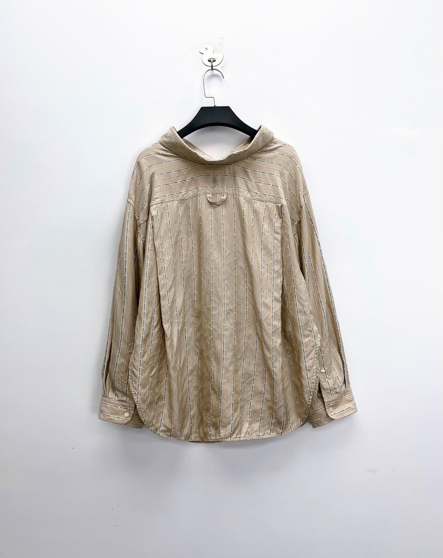 Balenciaga Balenciaga Khaki Striped Silk Shirt Size US M / EU 48-50 / 2 - 2 Thumbnail