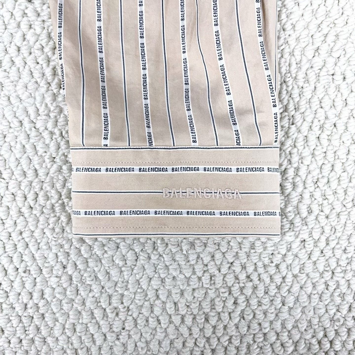 Balenciaga Balenciaga Khaki Striped Silk Shirt Size US M / EU 48-50 / 2 - 5 Thumbnail