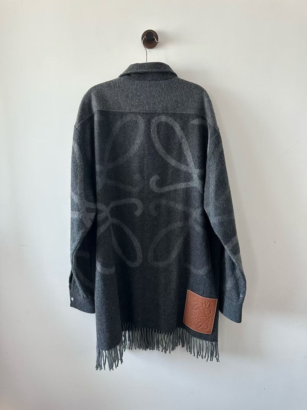 Loewe Loewe Black Gray Large Logo Leather Patch Shirt Jacket Size US M / EU 48-50 / 2 - 2 Thumbnail