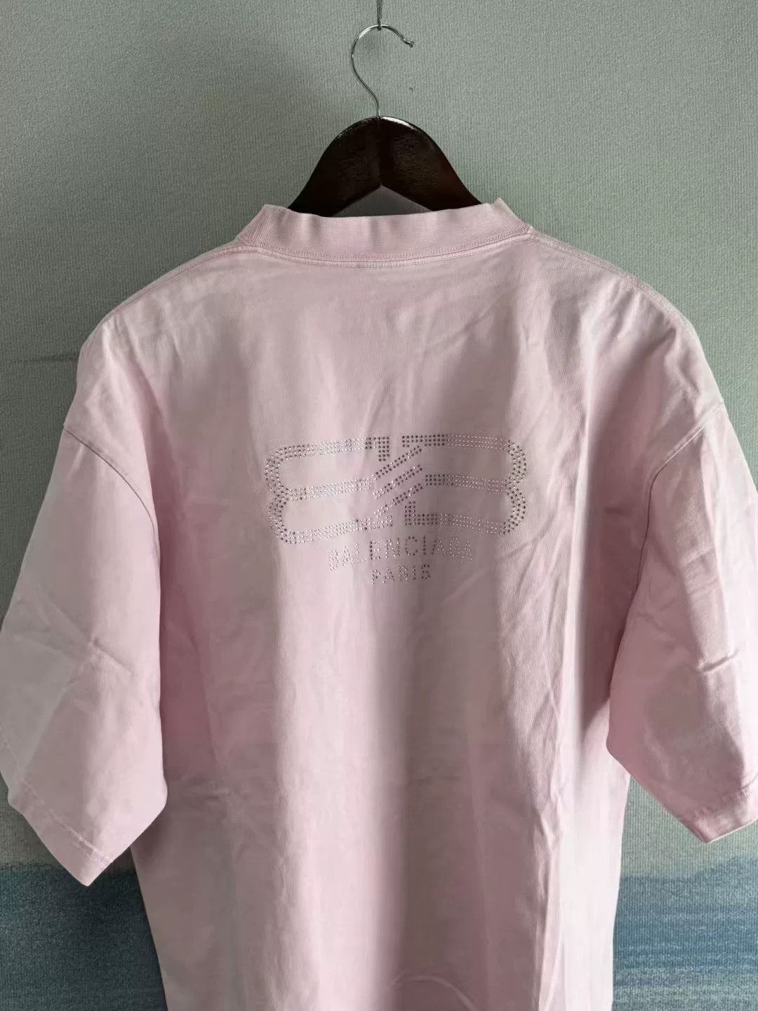 Balenciaga Balenciaga Pink Back Double B Crystal Tee Size M / US 6-8 / IT 42-44 - 3 Thumbnail