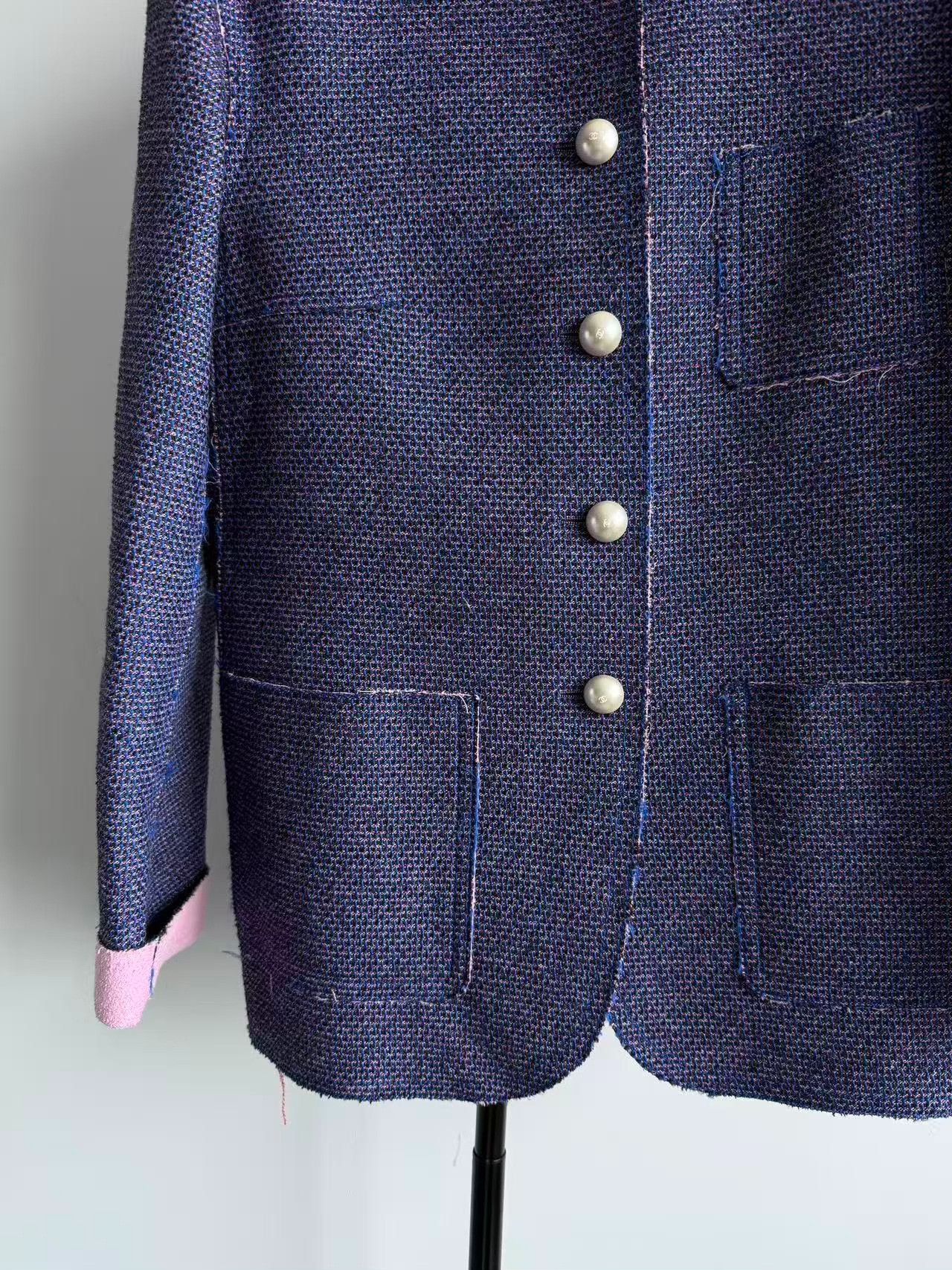 Chanel Chanel Discontinued Purple Pearl Tweed Coat Size S / US 4 / IT 40 - 2 Thumbnail