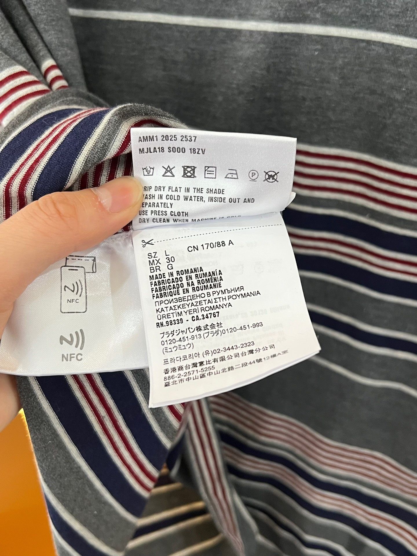 Miu Miu Miu Miu Gray Striped Long Sleeve Size L / US 10 / IT 46 - 5 Thumbnail